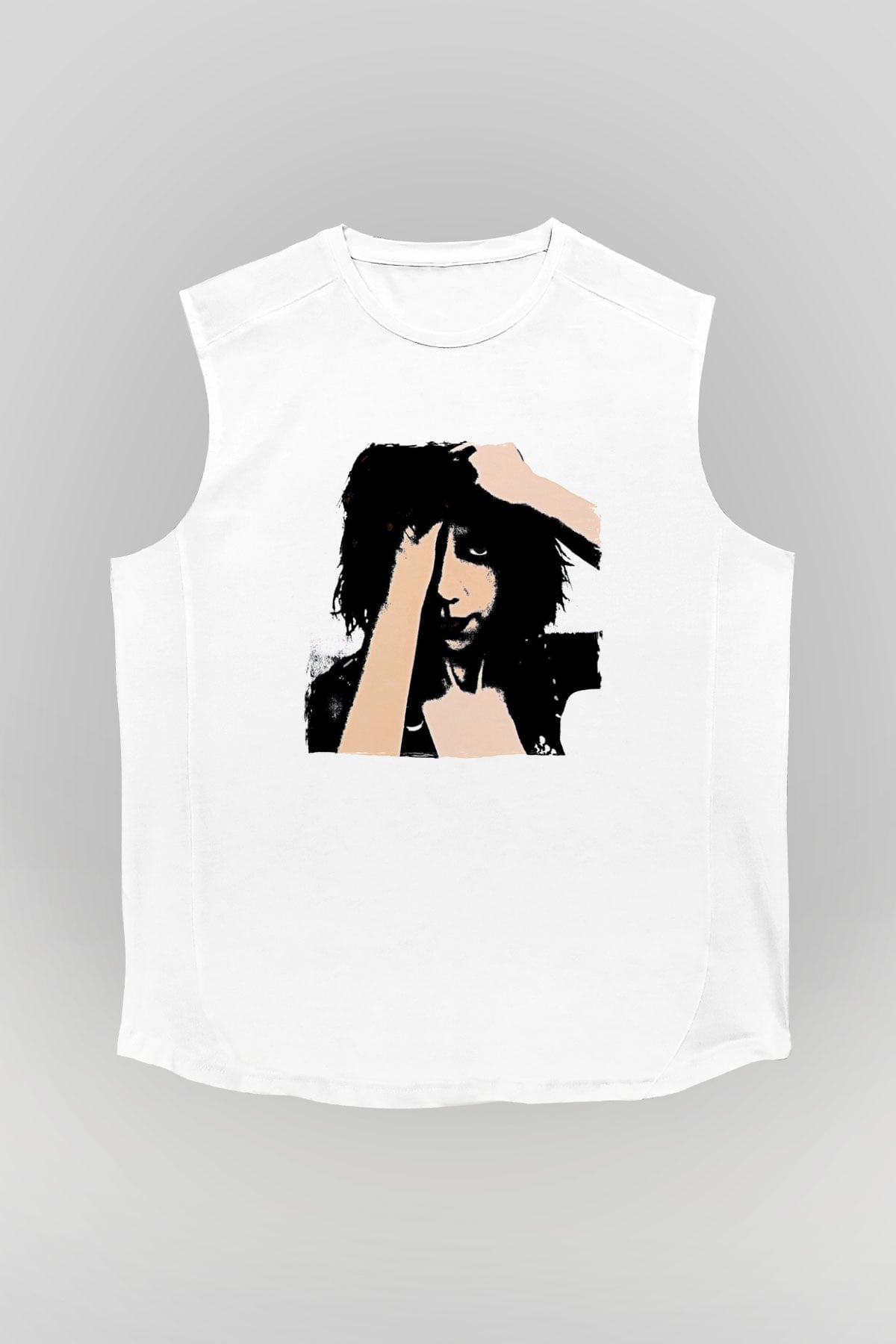 Pj Harvey Baskılı Beyaz Unisex Kolsuz Tişört - Tshirt