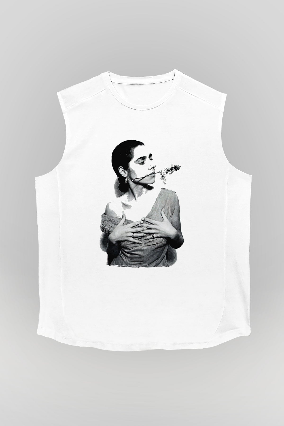 Pj Harvey Baskılı Beyaz Unisex Kolsuz Tişört - Tshirt