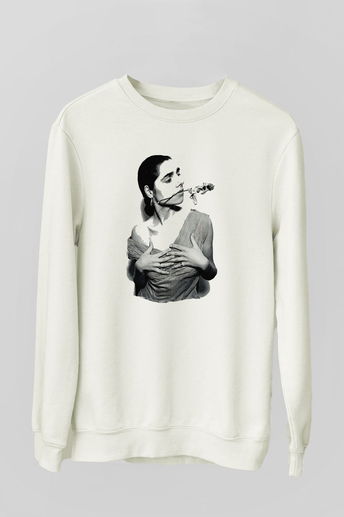 Pj Harvey Baskılı Beyaz Unisex Sweatshirt