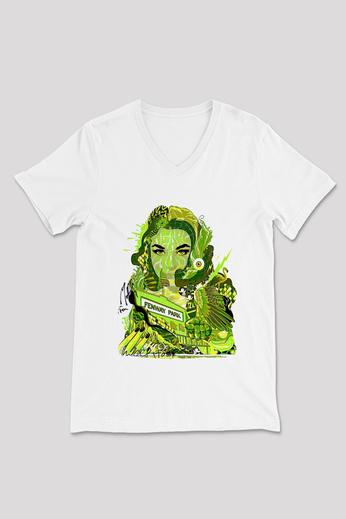 Pj Harvey Baskılı Beyaz Unisex V Yaka Tişört - Tshirt