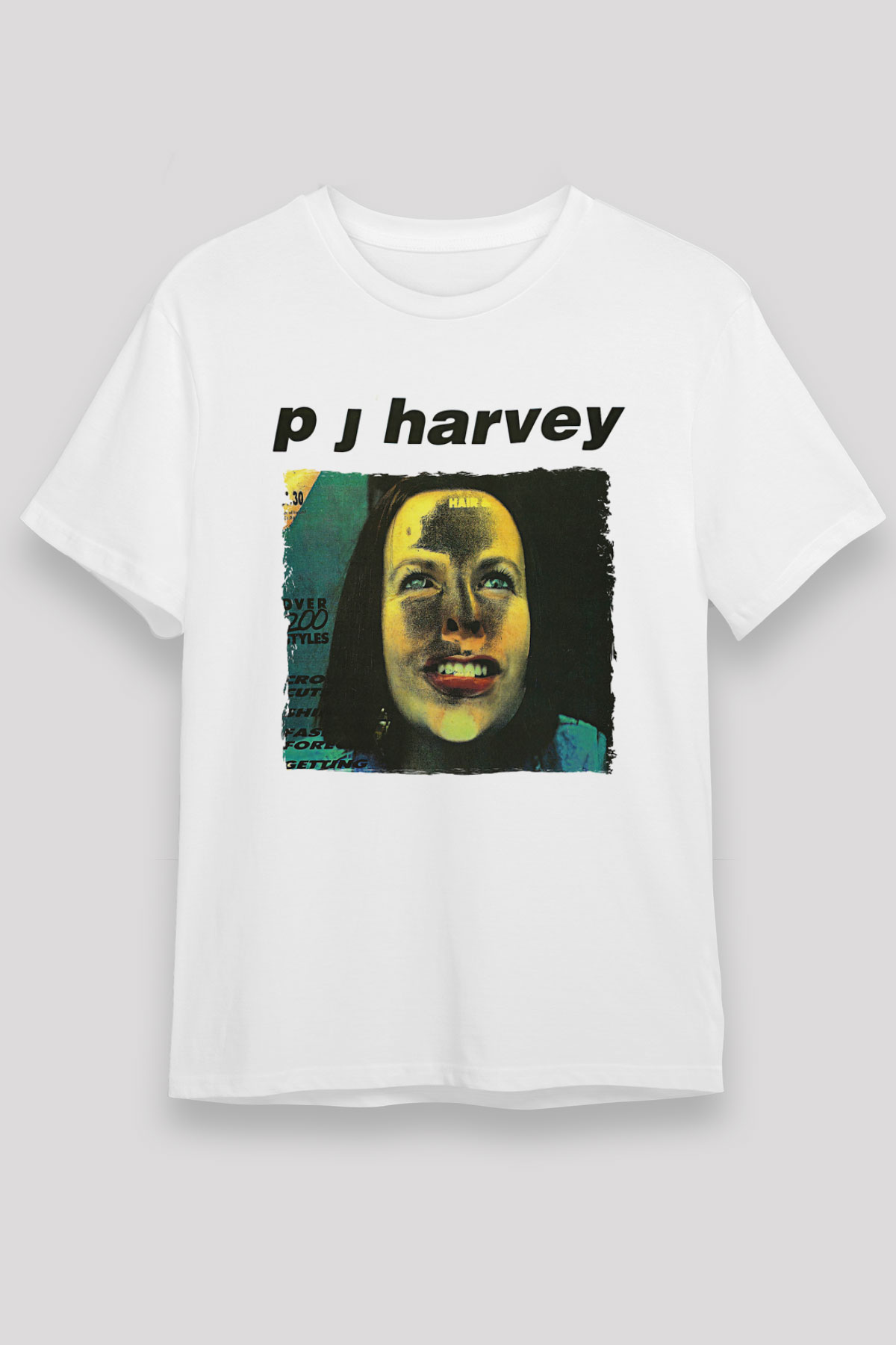 Pj Harvey Baskılı Unisex Beyaz Tişört - Tshirt