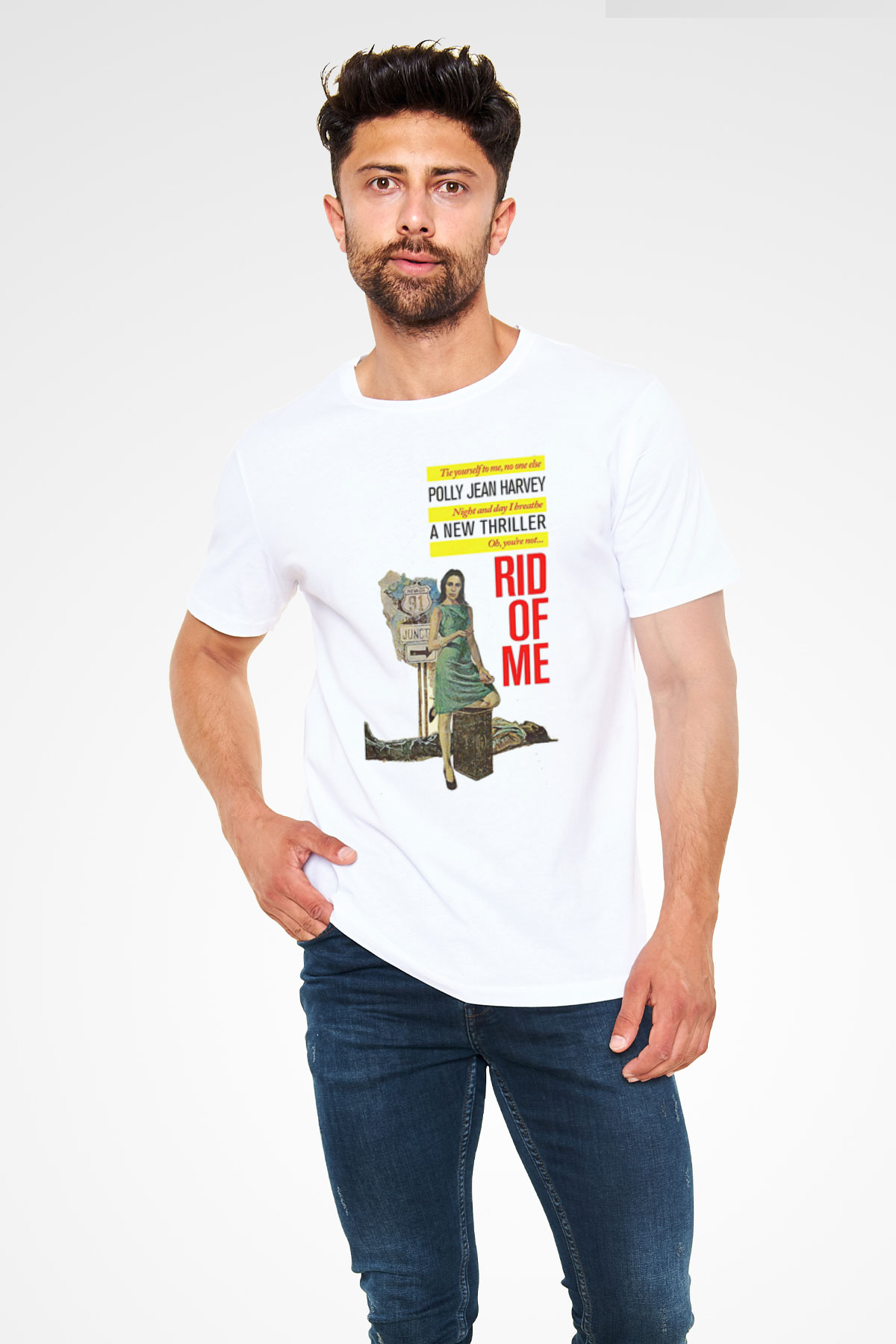 Pj Harvey Baskılı Unisex Beyaz Tişört - Tshirt