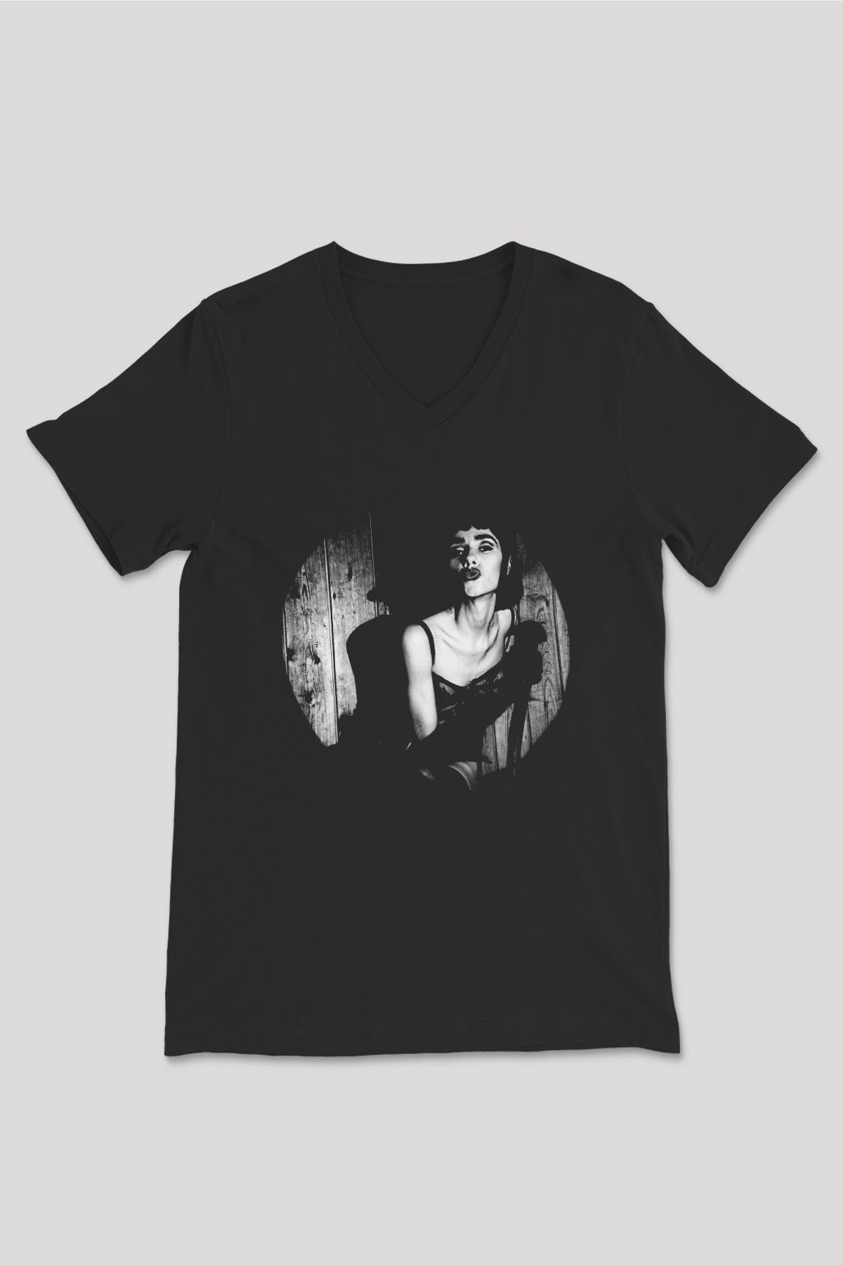 Pj Harvey Baskılı Unisex Siyah V Yaka Tişört - Tshirt