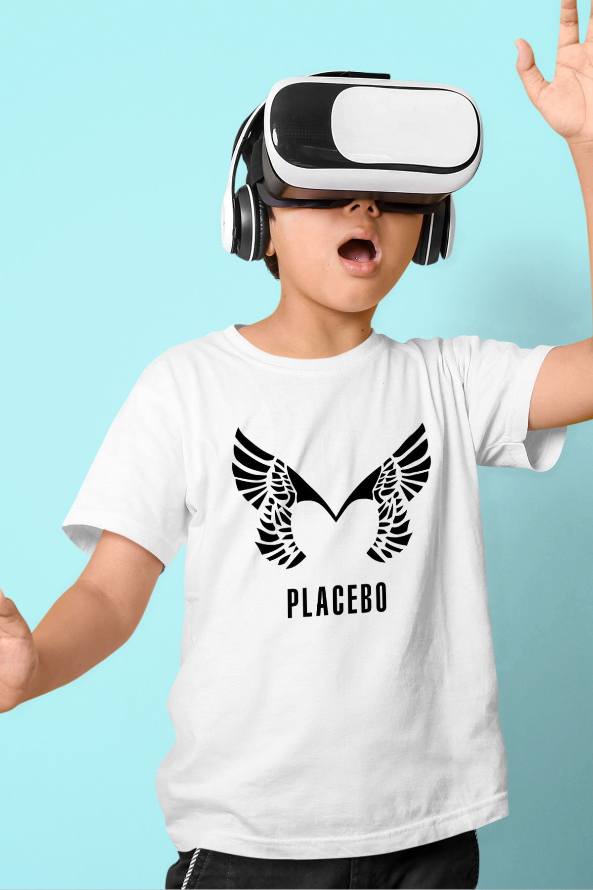Placebo Baskılı Beyaz Unisex Çocuk Tişört