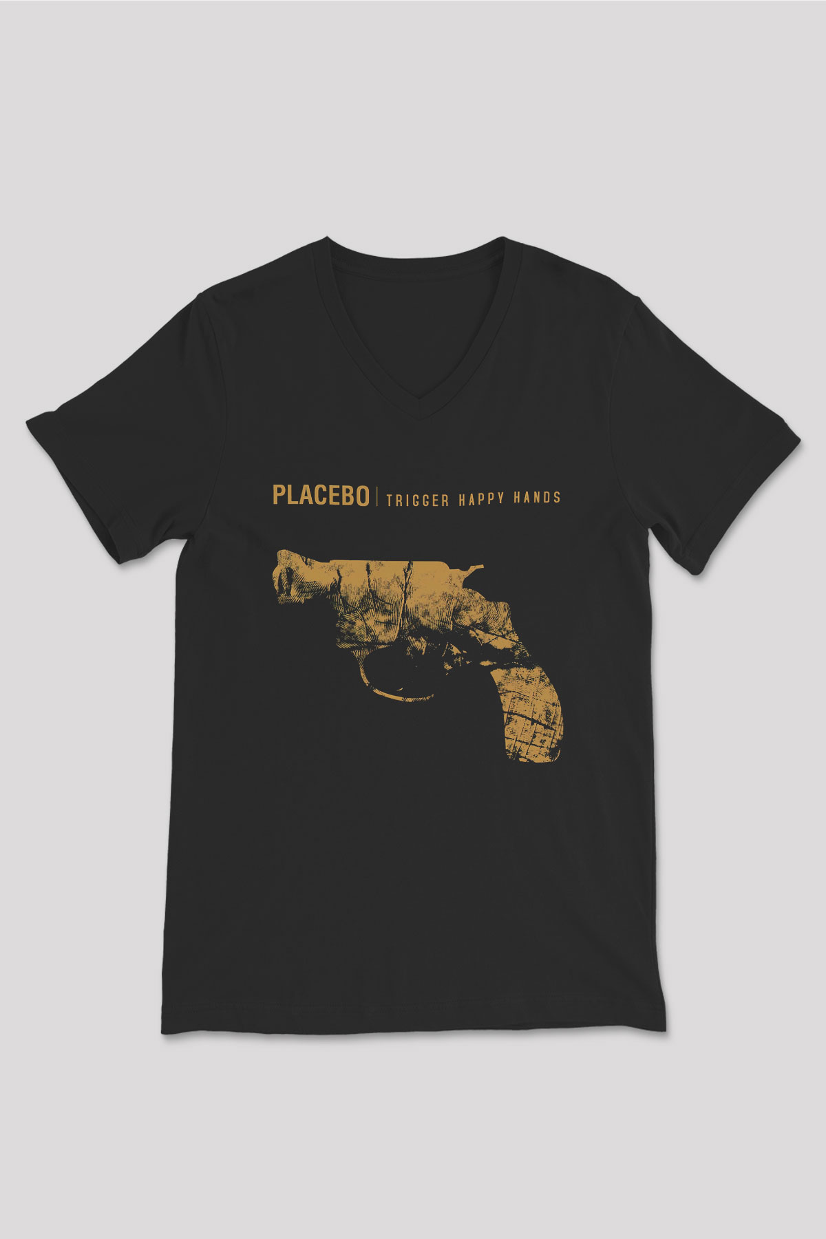 Placebo Siyah Unisex V Yaka Tişört T-Shirt