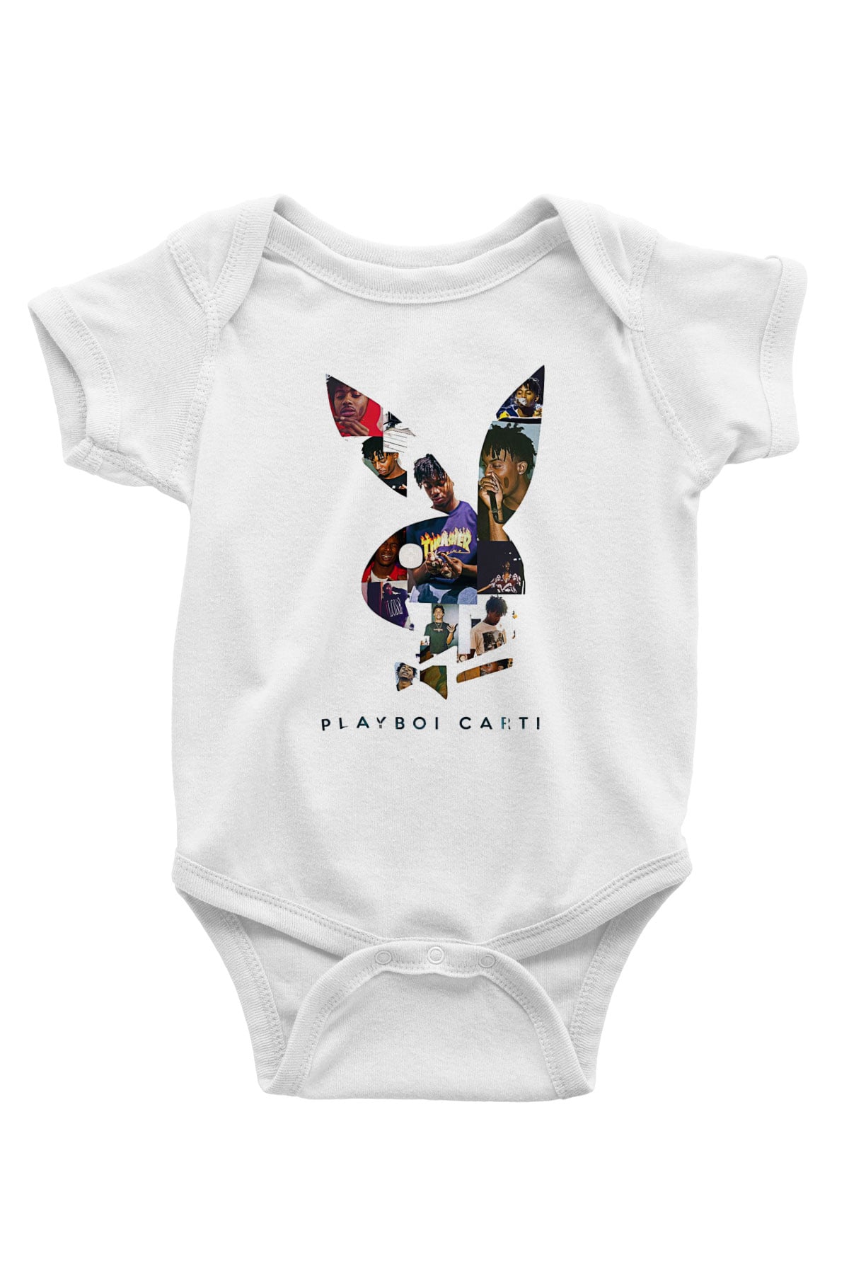 Playboi Carti Baskılı Beyaz Unisex Bebek Body - Zıbın