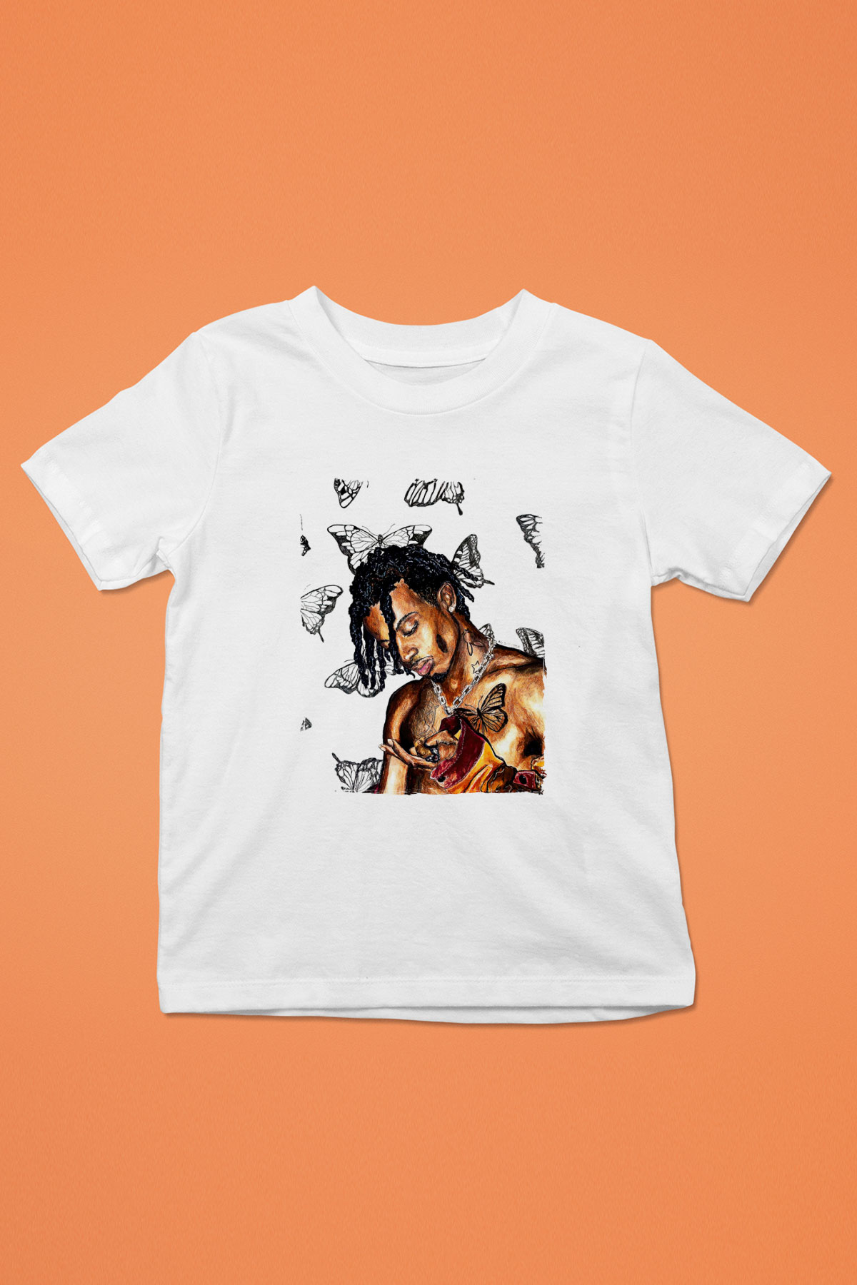 Playboi Carti Baskılı Beyaz Unisex Beyaz Çocuk Tişört - Tshirt