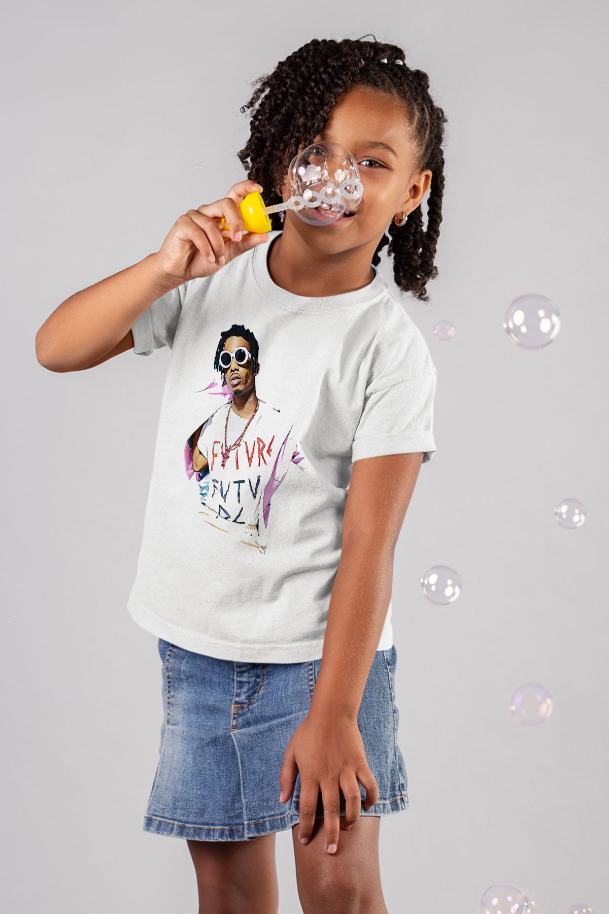 Playboi Carti Baskılı Beyaz Unisex Beyaz Çocuk Tişört - Tshirt