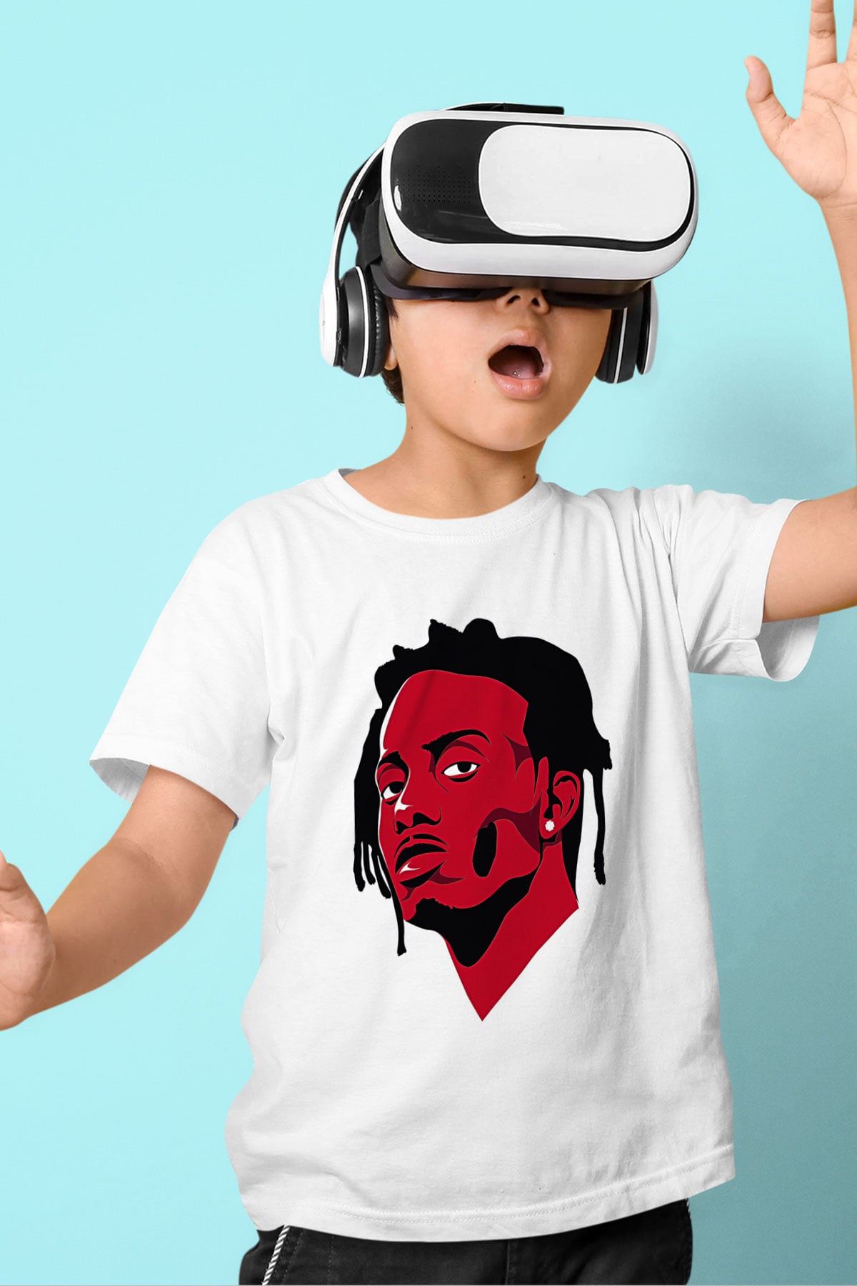 Playboi Carti Baskılı Beyaz Unisex Beyaz Çocuk Tişört - Tshirt