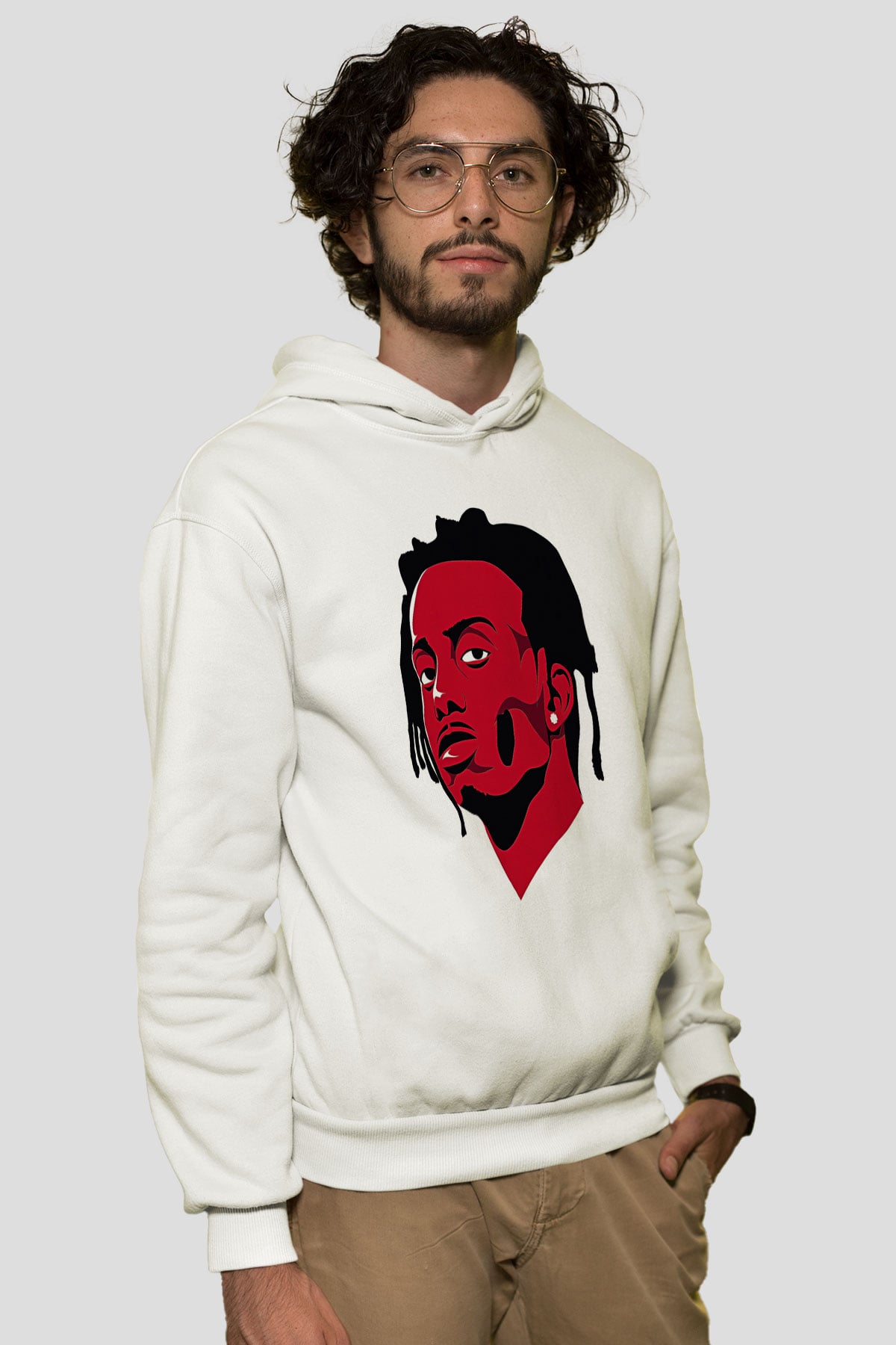 Playboi Carti Baskılı Beyaz Unisex Kapüşonlu Sweatshirt