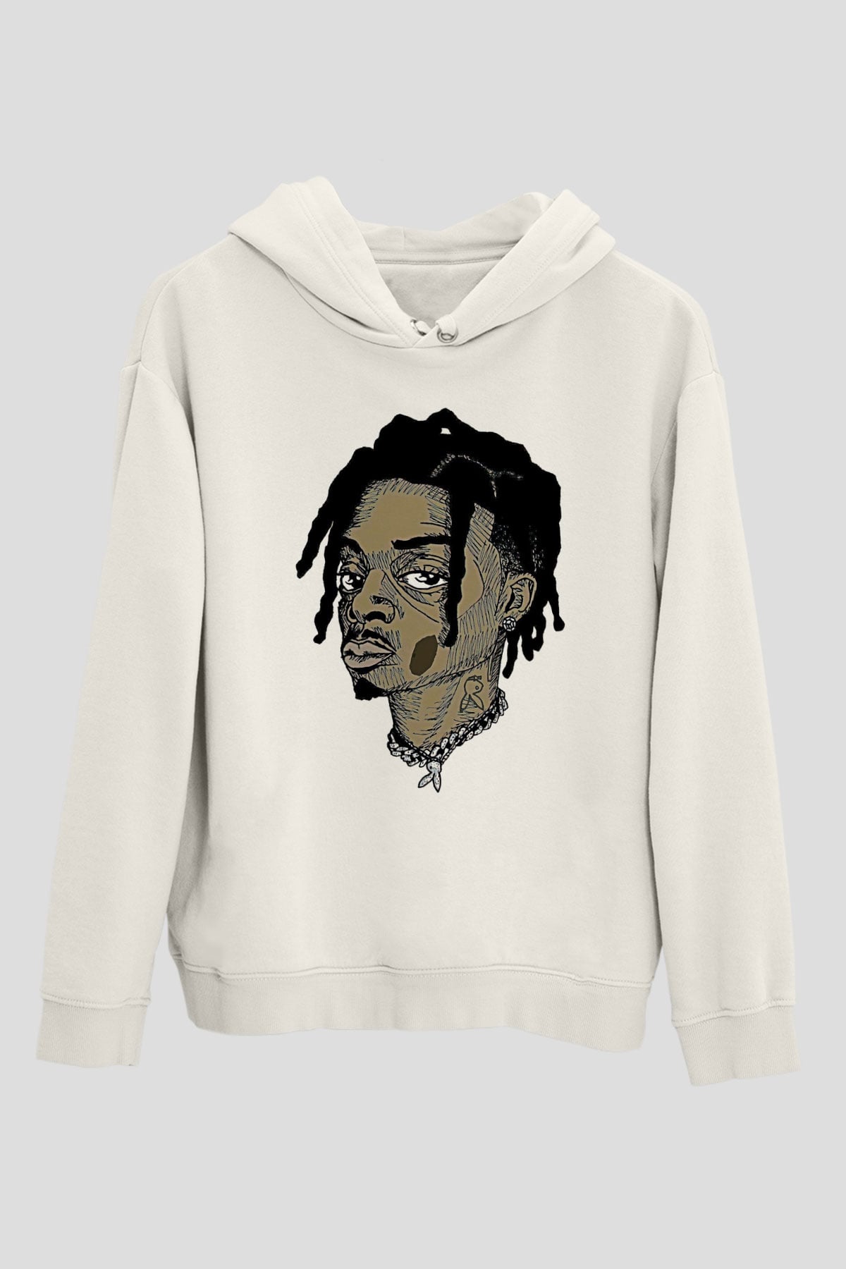 Playboi Carti Baskılı Beyaz Unisex Kapüşonlu Sweatshirt