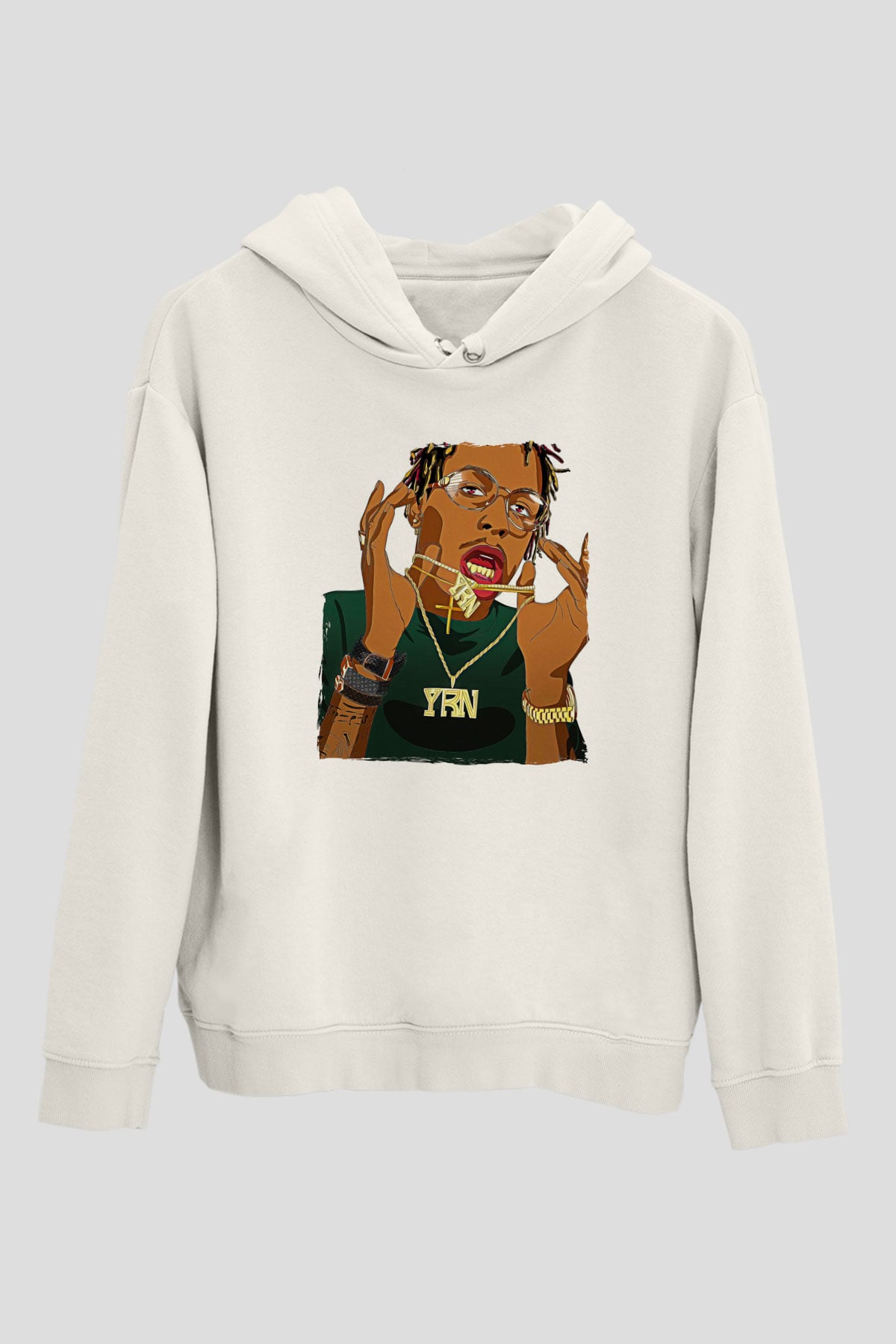 Playboi Carti Baskılı Beyaz Unisex Kapüşonlu Sweatshirt
