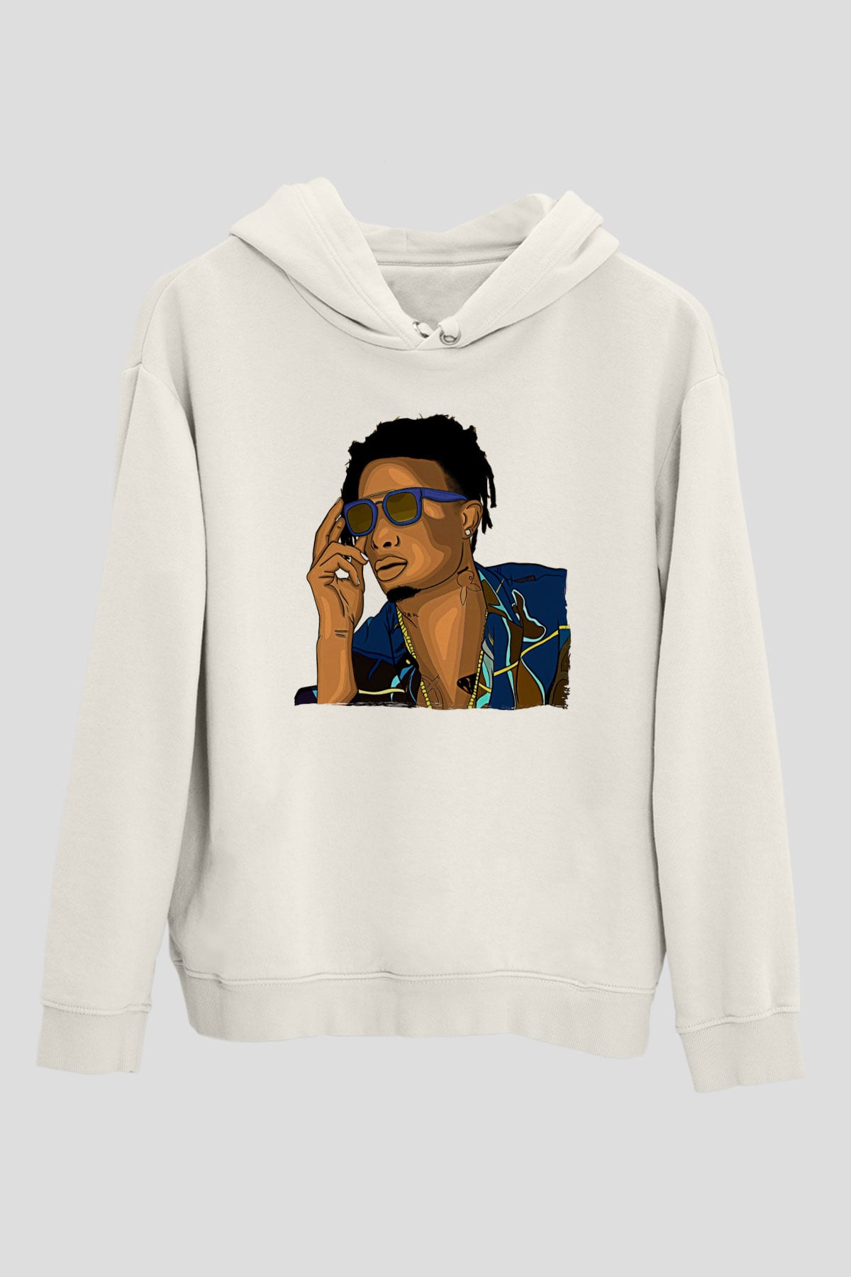 Playboi Carti Baskılı Beyaz Unisex Kapüşonlu Sweatshirt