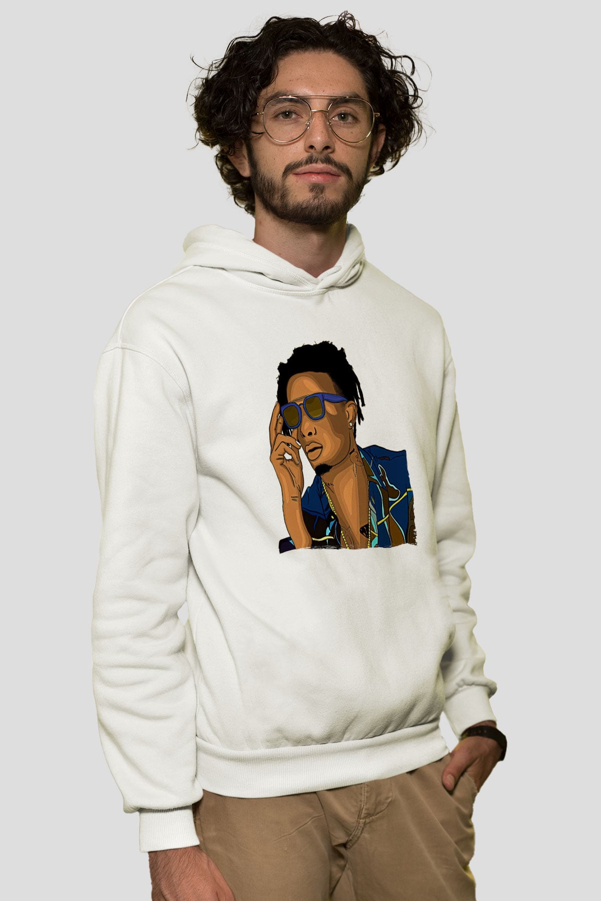 Playboi Carti Baskılı Beyaz Unisex Kapüşonlu Sweatshirt