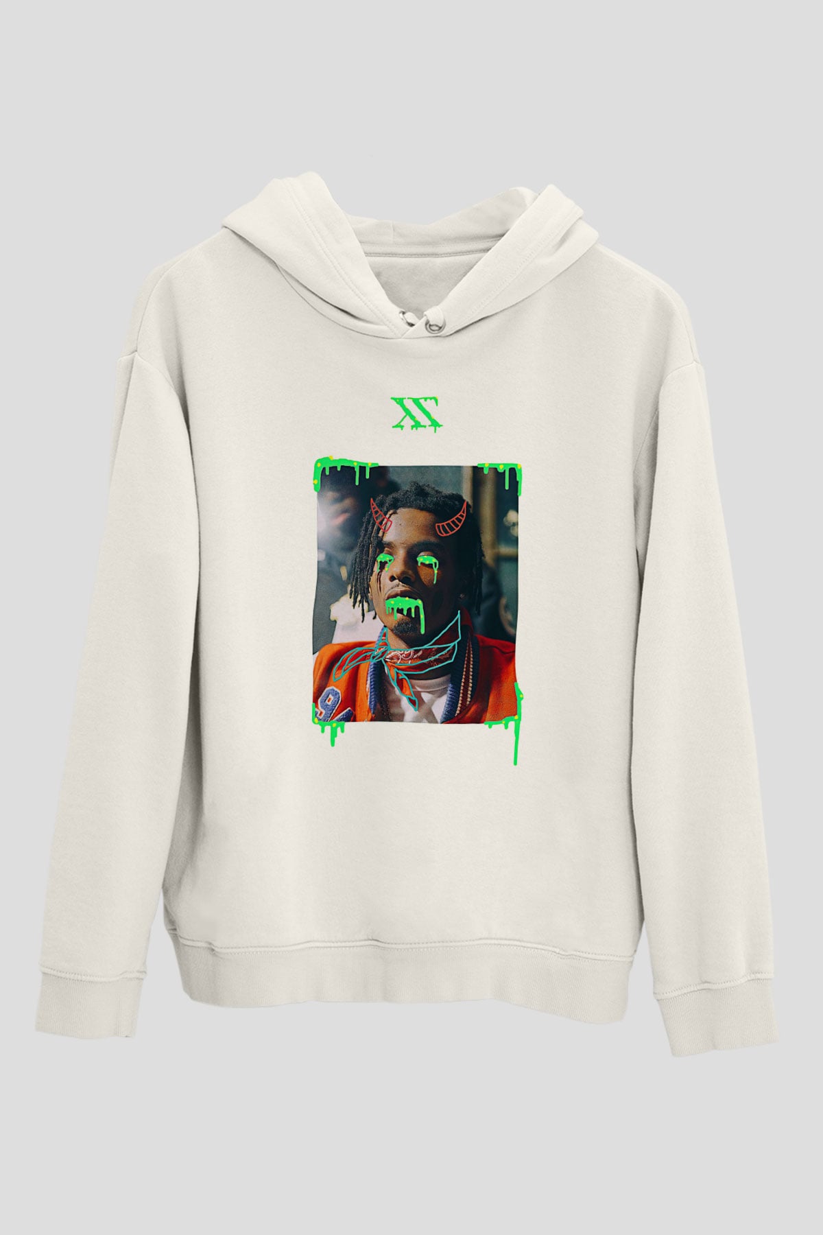 Playboi Carti Baskılı Beyaz Unisex Kapüşonlu Sweatshirt