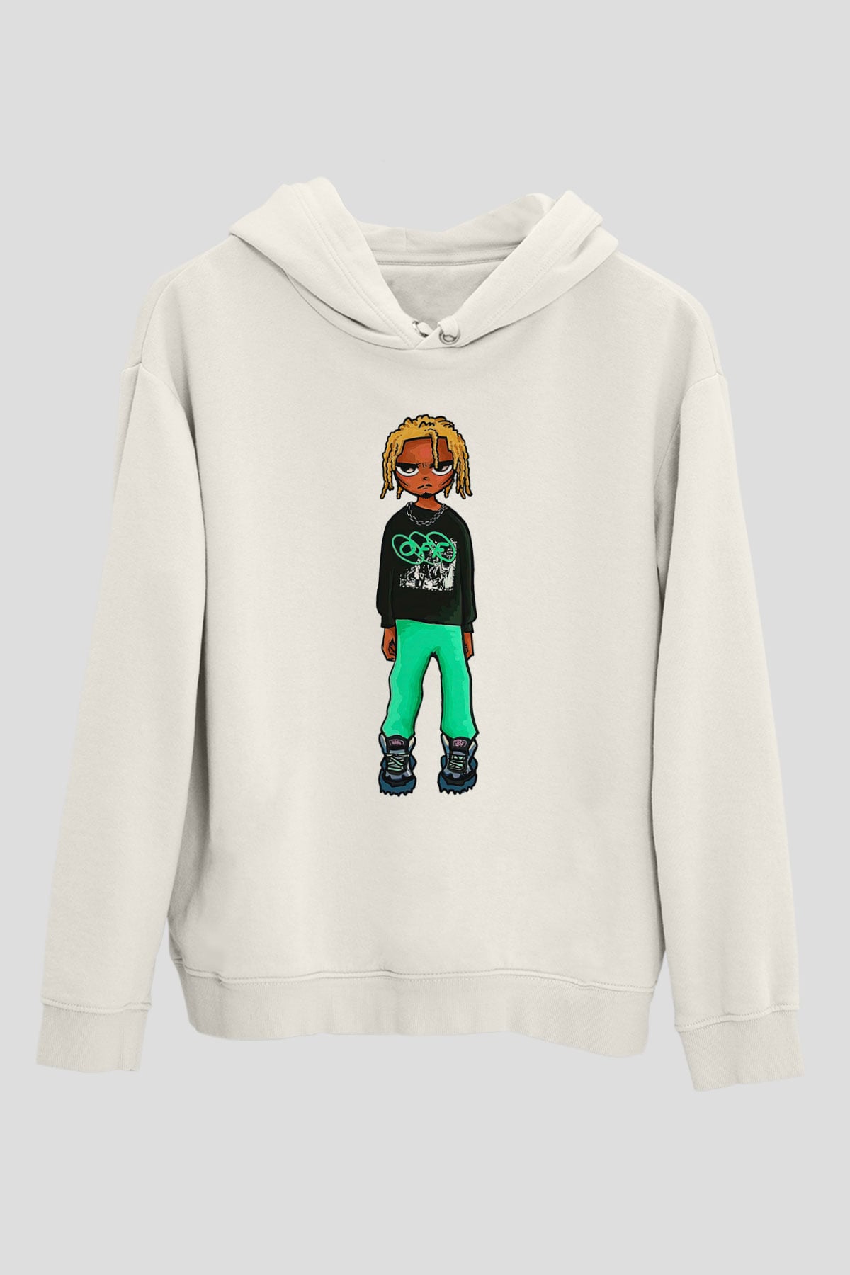 Playboi Carti Baskılı Beyaz Unisex Kapüşonlu Sweatshirt