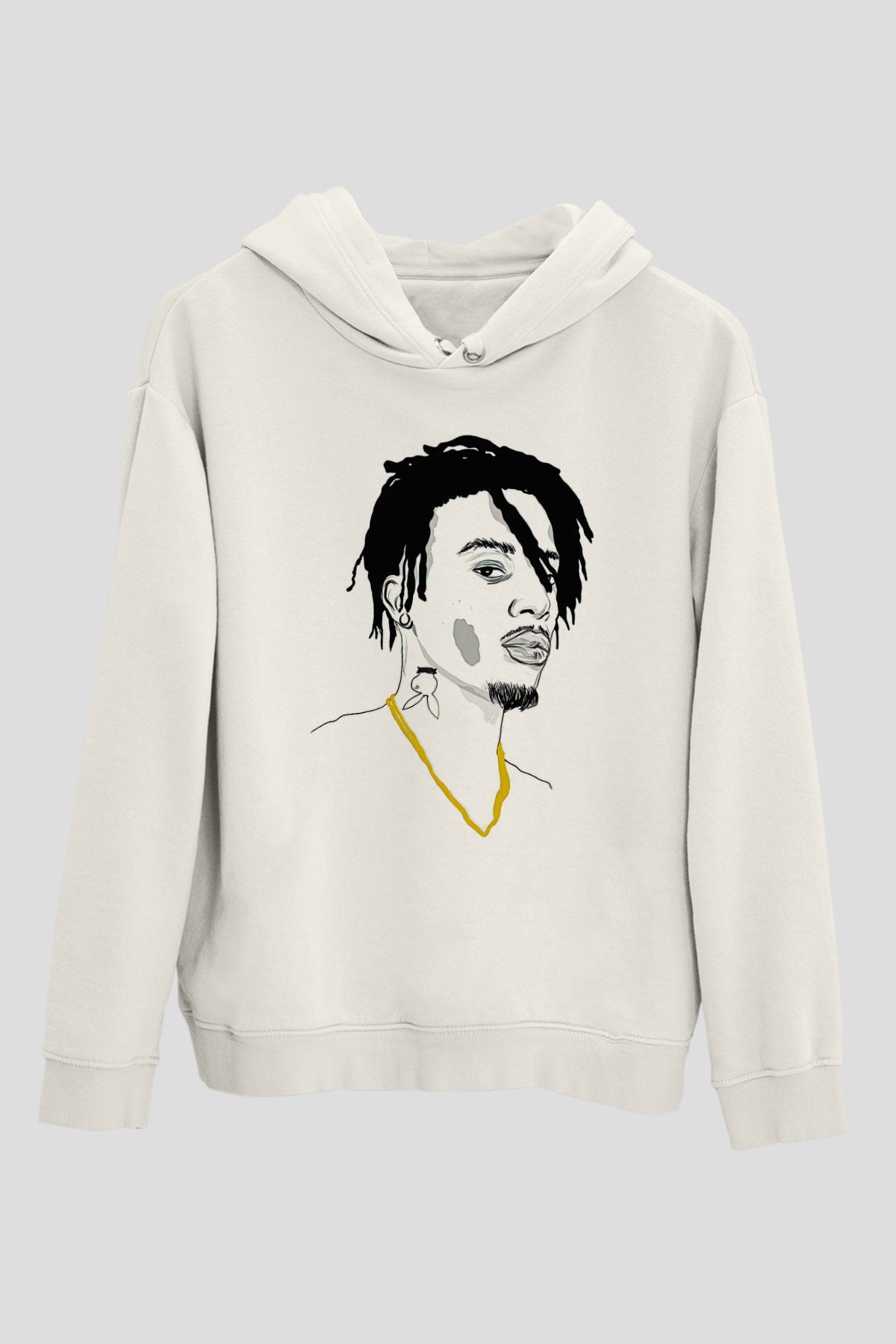 Playboi Carti Baskılı Beyaz Unisex Kapüşonlu Sweatshirt