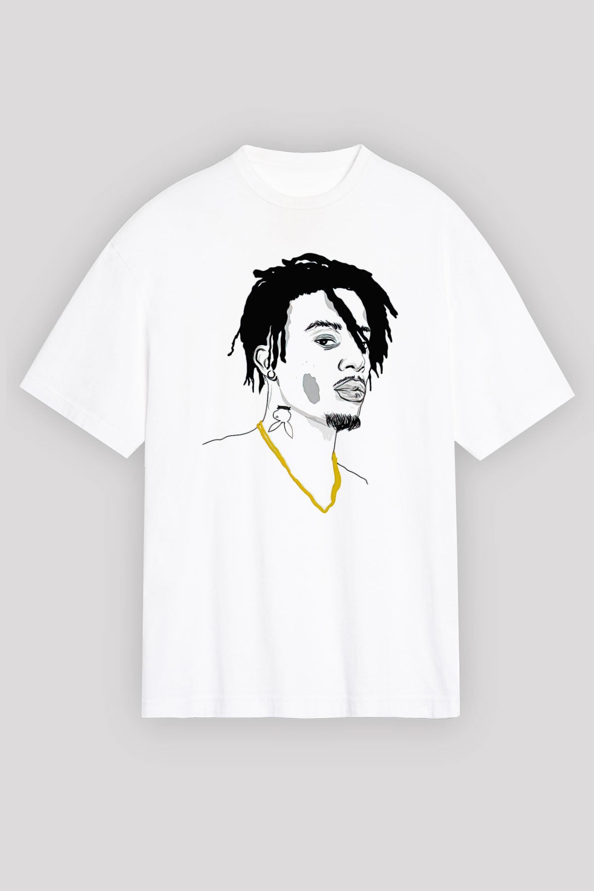 Playboi Carti Baskılı Beyaz Unisex Oversize Tişört - Tshirt