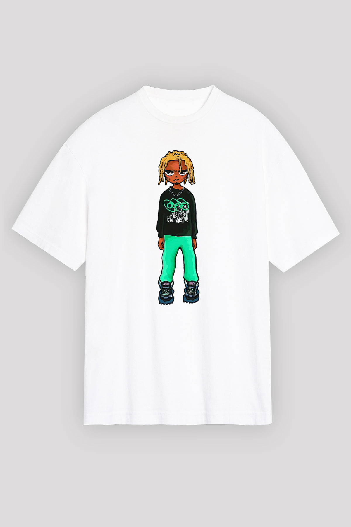 Playboi Carti Baskılı Beyaz Unisex Oversize Tişört - Tshirt