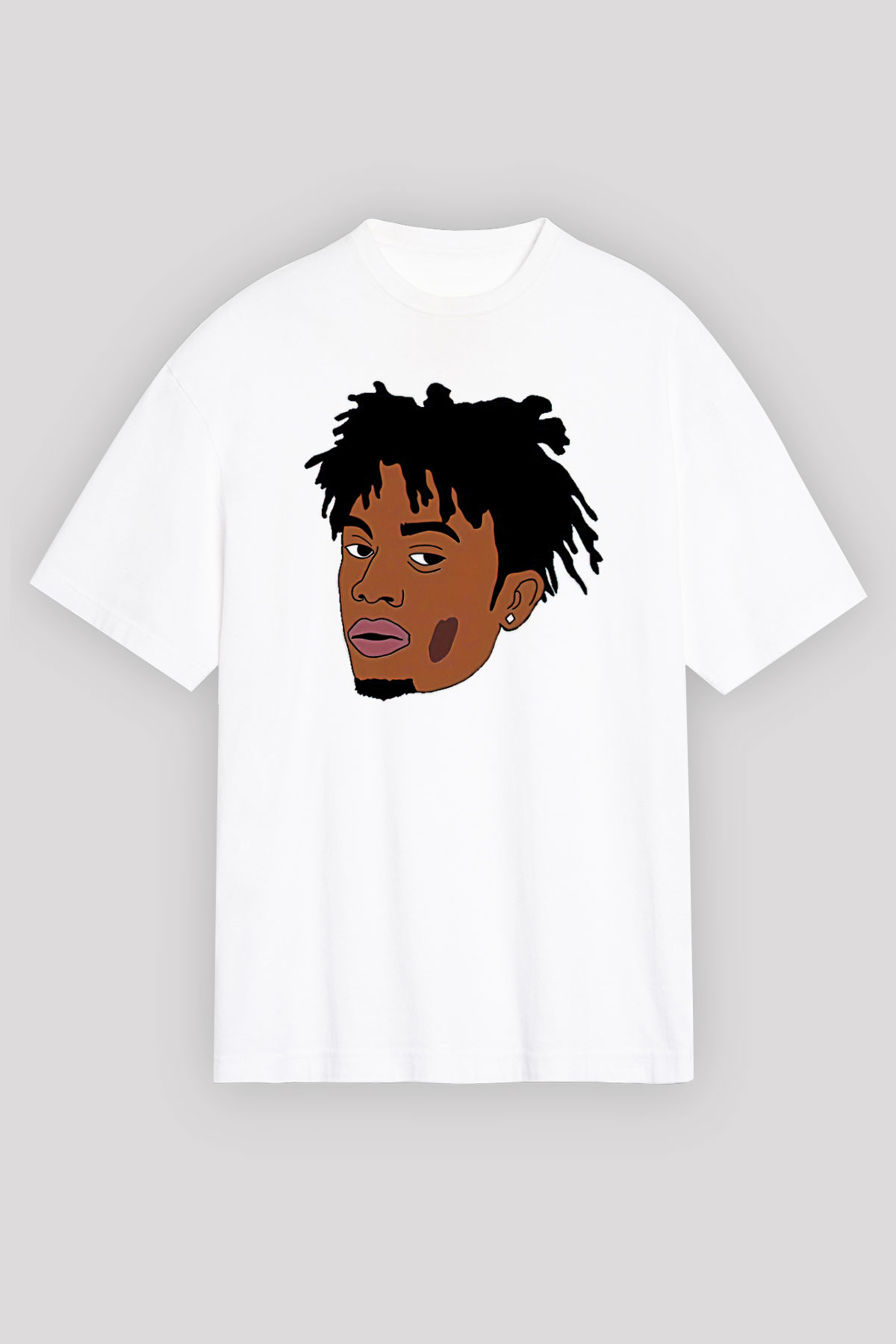 Playboi Carti Baskılı Beyaz Unisex Oversize Tişört - Tshirt