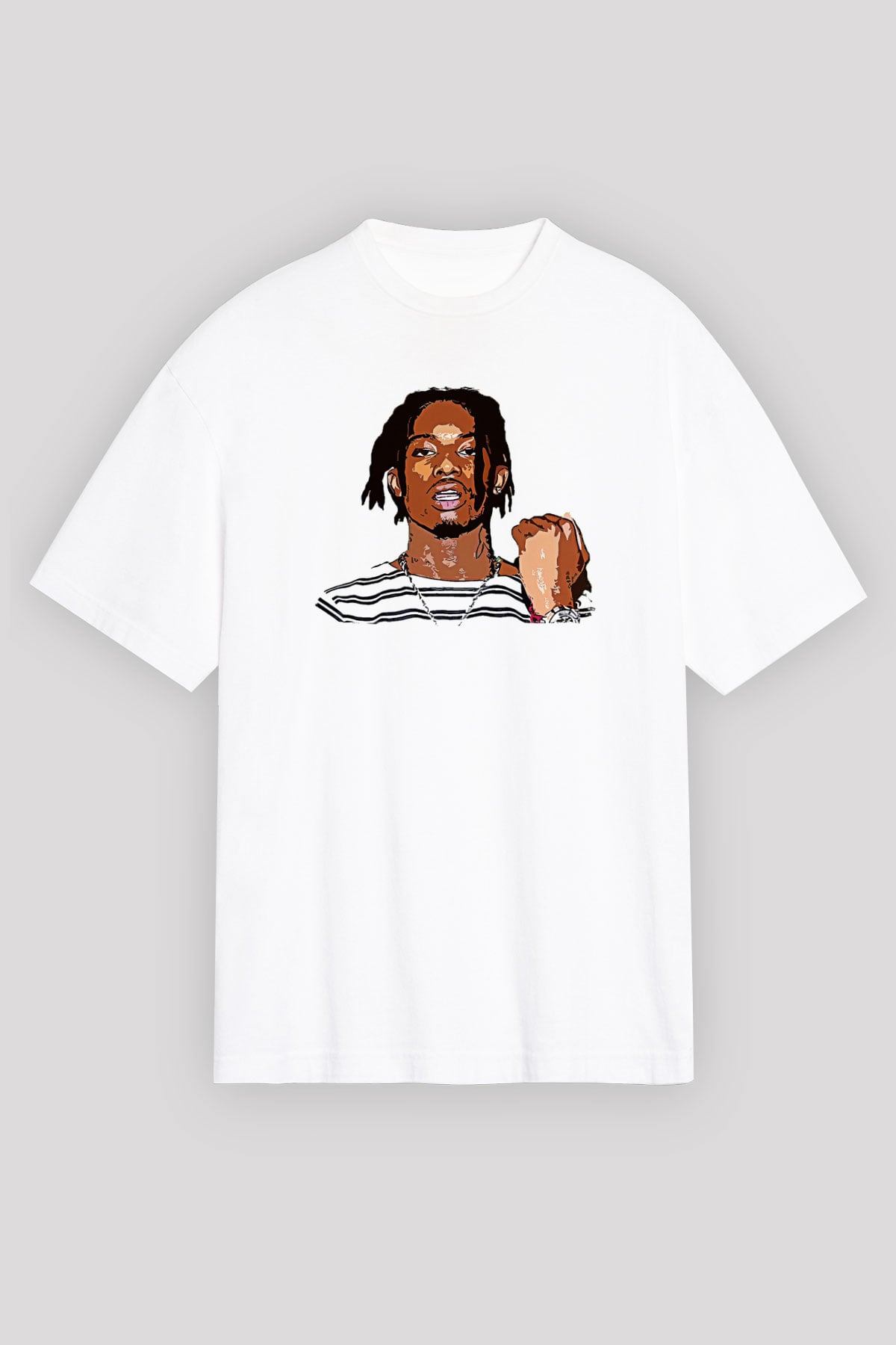 Playboi Carti Baskılı Beyaz Unisex Oversize Tişört - Tshirt
