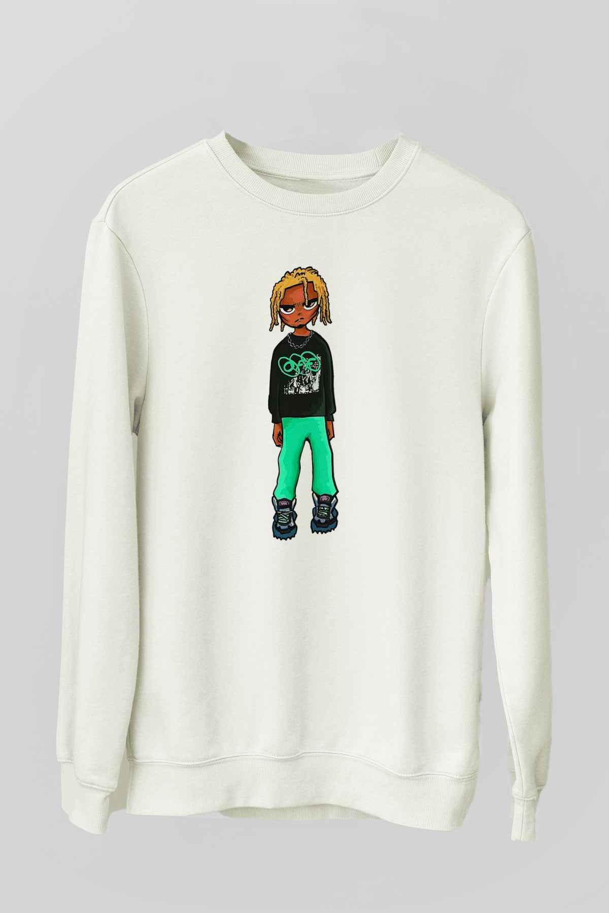 Playboi Carti Baskılı Beyaz Unisex Sweatshirt