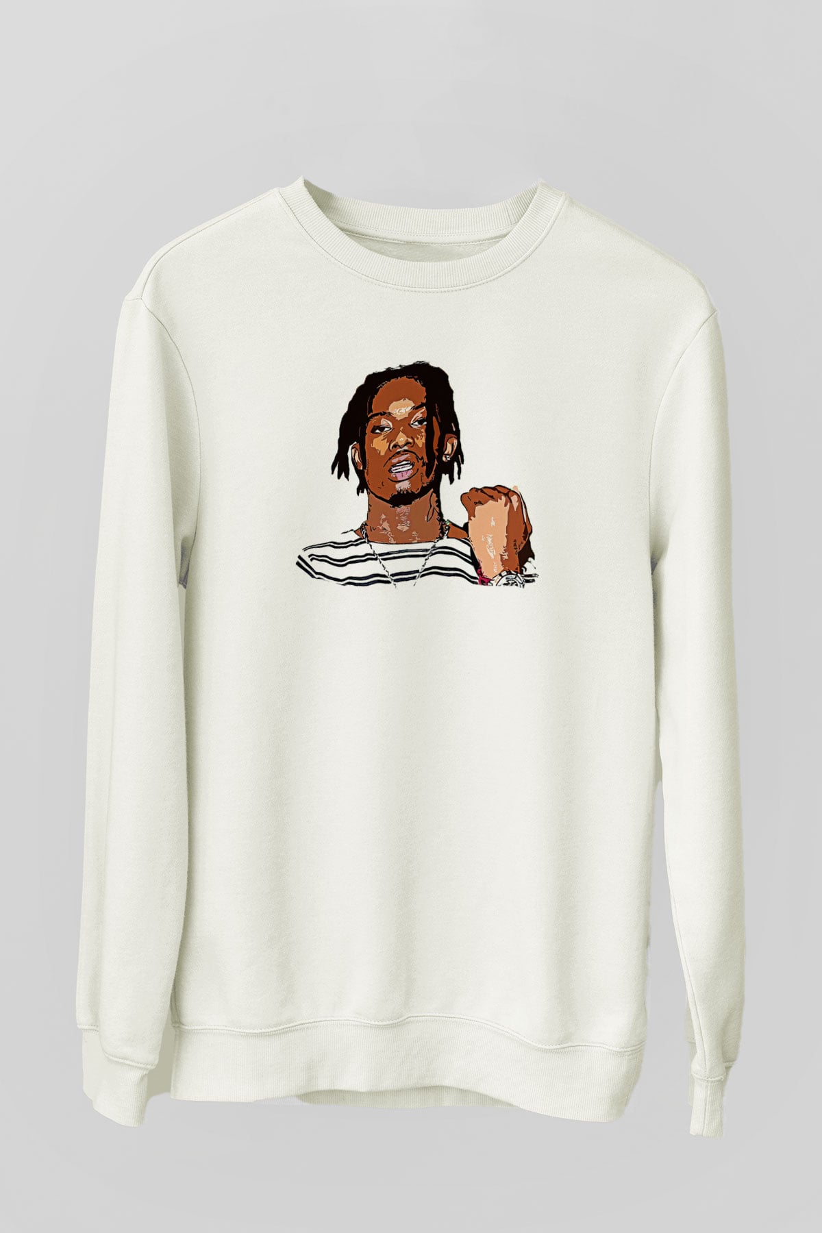 Playboi Carti Baskılı Beyaz Unisex Sweatshirt