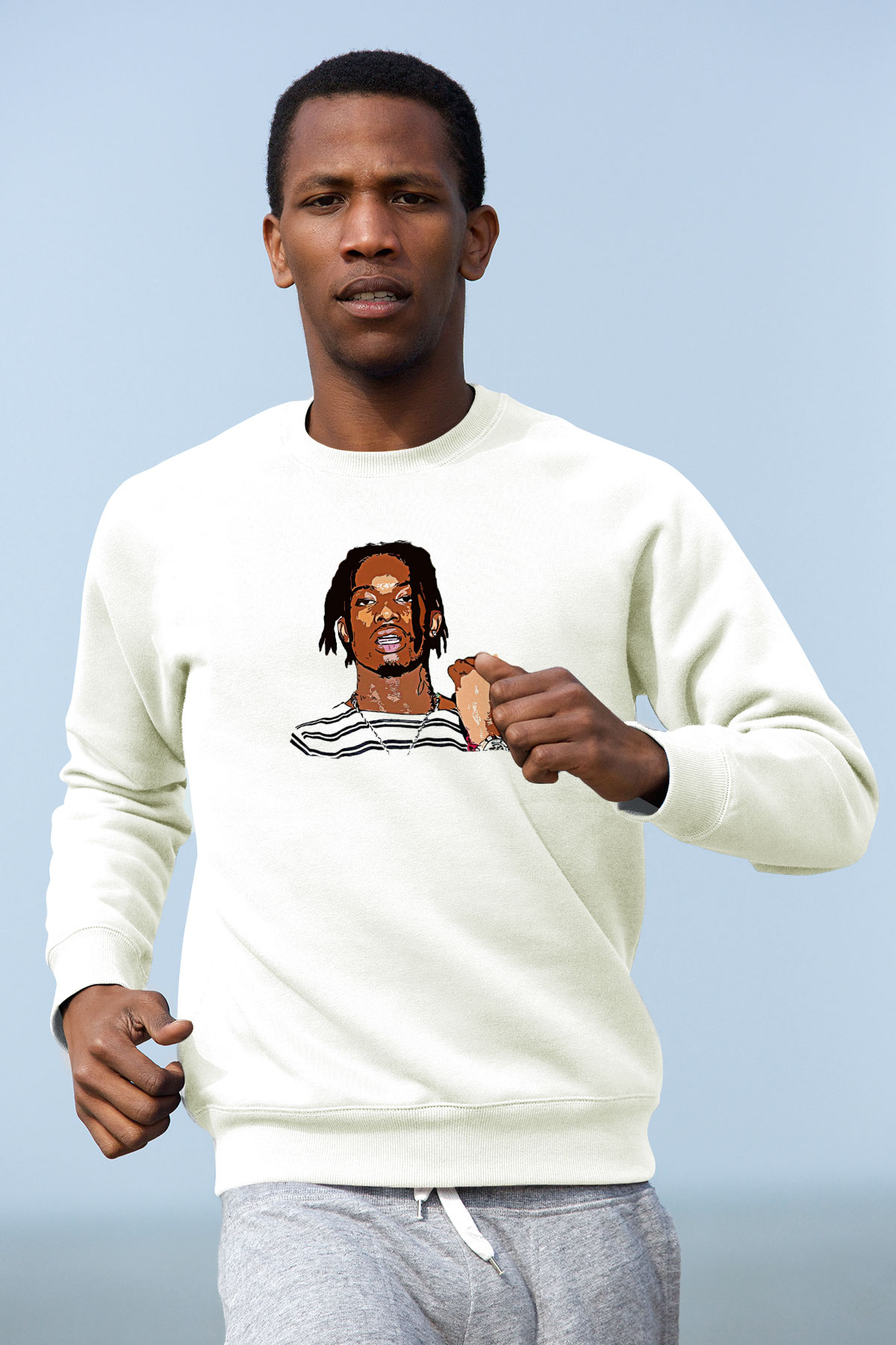 Playboi Carti Baskılı Beyaz Unisex Sweatshirt