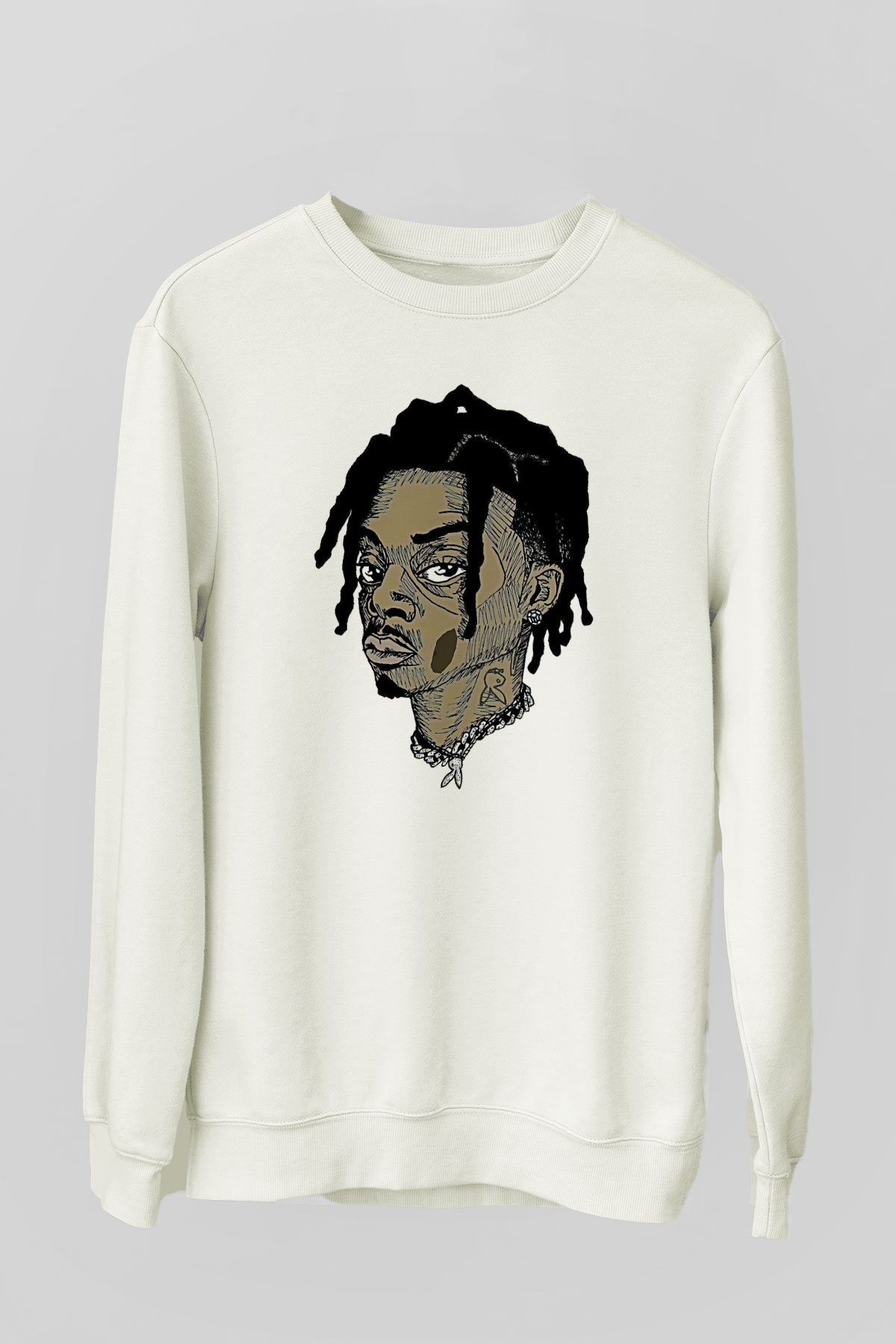 Playboi Carti Baskılı Beyaz Unisex Sweatshirt