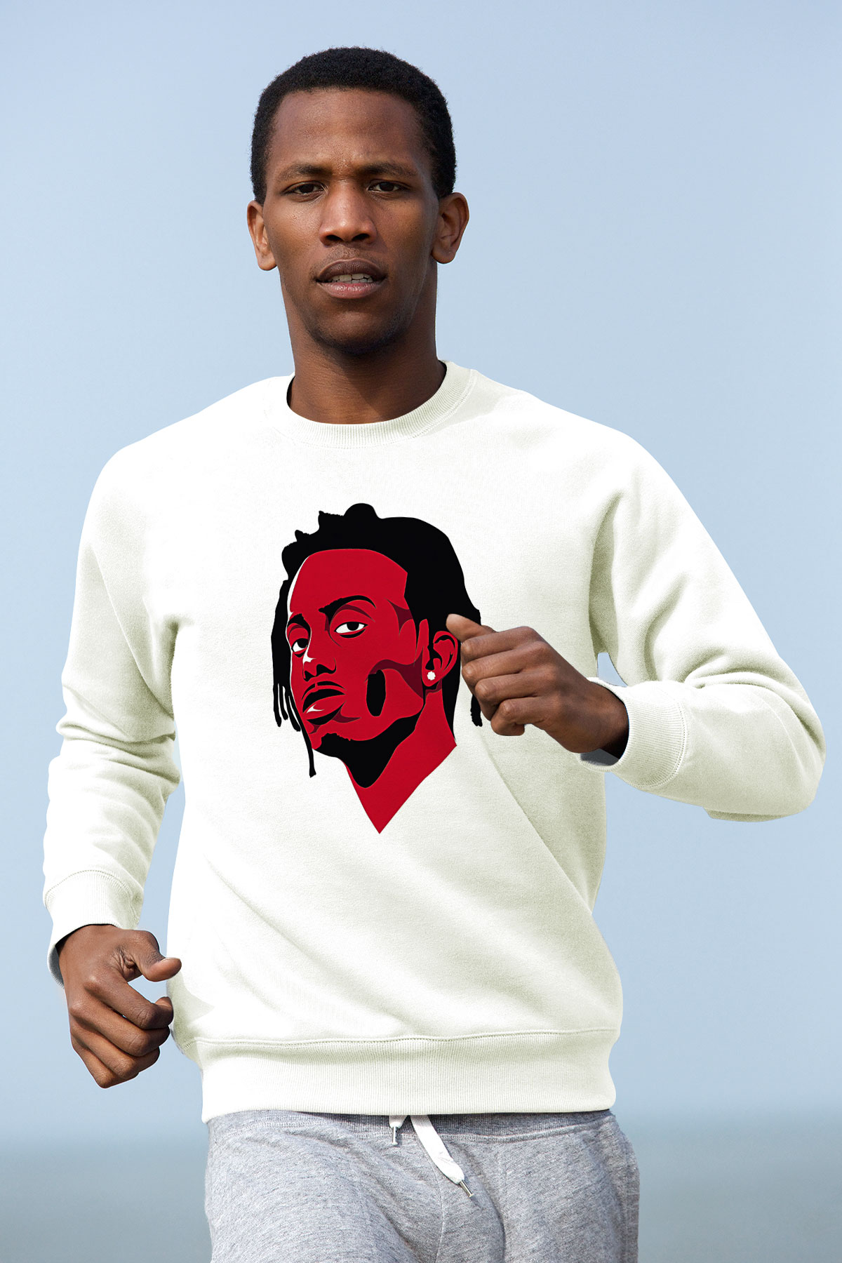 Playboi Carti Baskılı Beyaz Unisex Sweatshirt
