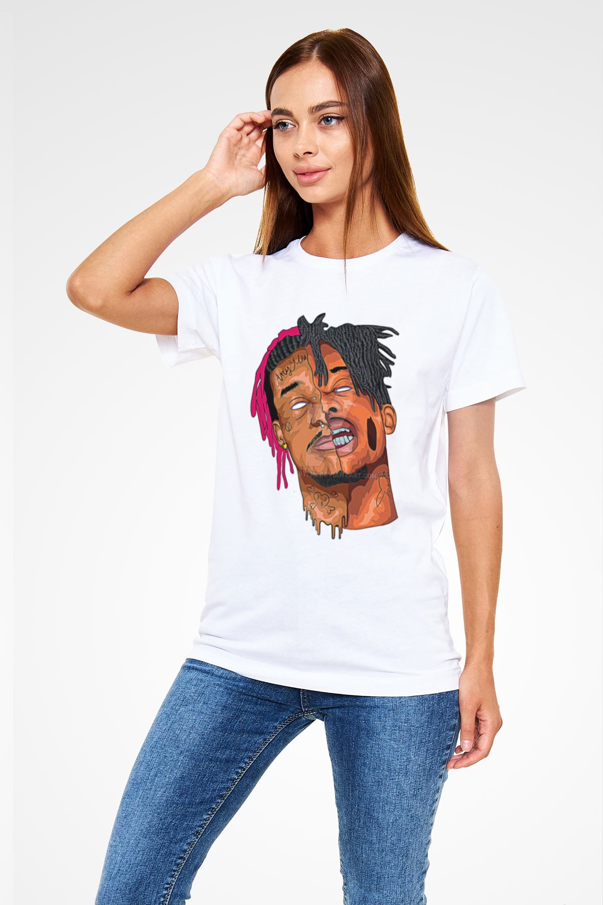 Playboi Carti Baskılı Unisex Beyaz Tişört - Tshirt