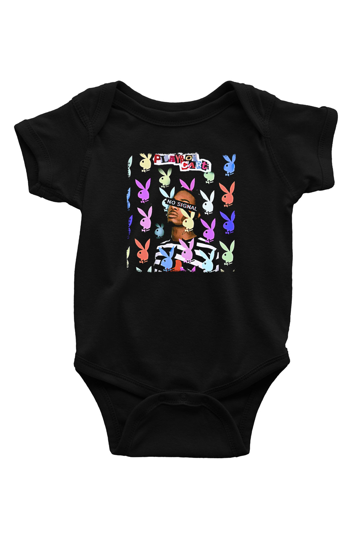Playboi Carti Baskılı Unisex Siyah Bebek Body - Zıbın