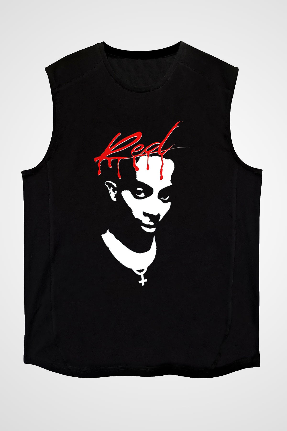 Playboi Carti Baskılı Unisex Siyah Kolsuz Tişört - Tshirt
