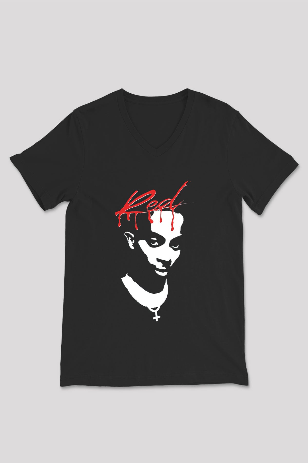 Playboi Carti Baskılı Unisex Siyah V Yaka Tişört - Tshirt