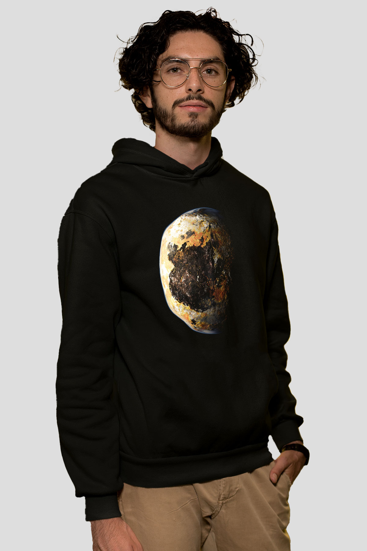 Plüton Siyah Unisex Hoodie