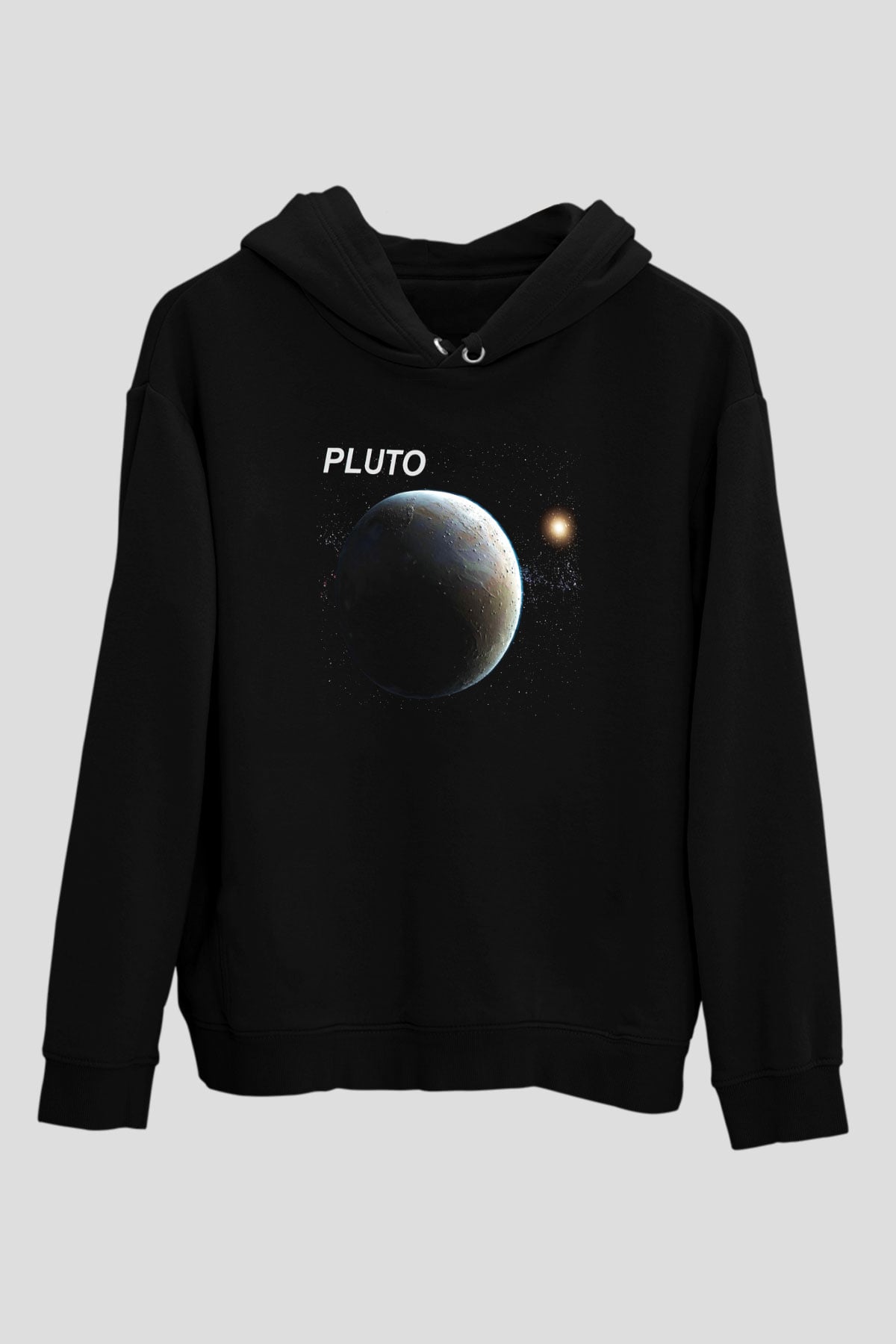 Plüton Siyah Unisex Hoodie
