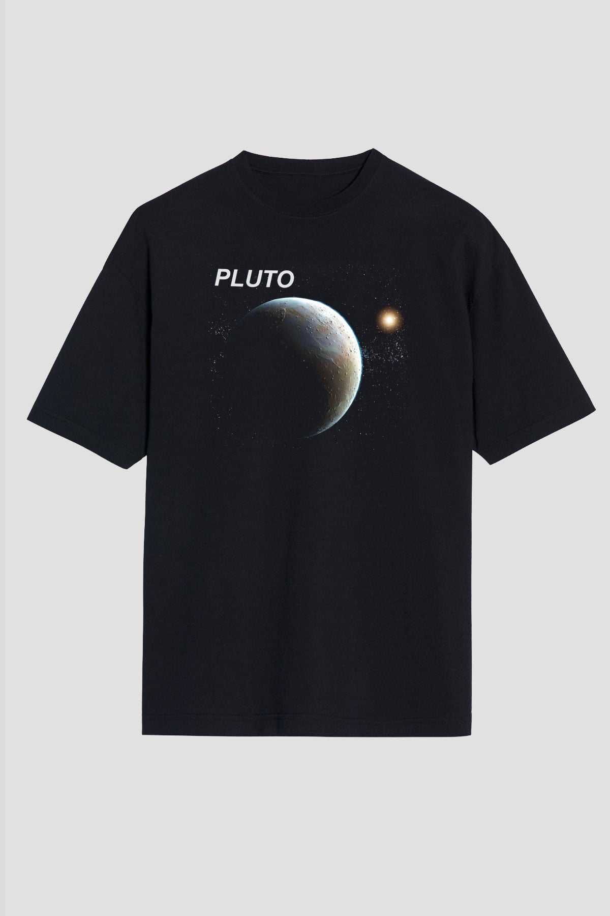 Plüton Siyah Unisex Oversize Tişört T-Shirt