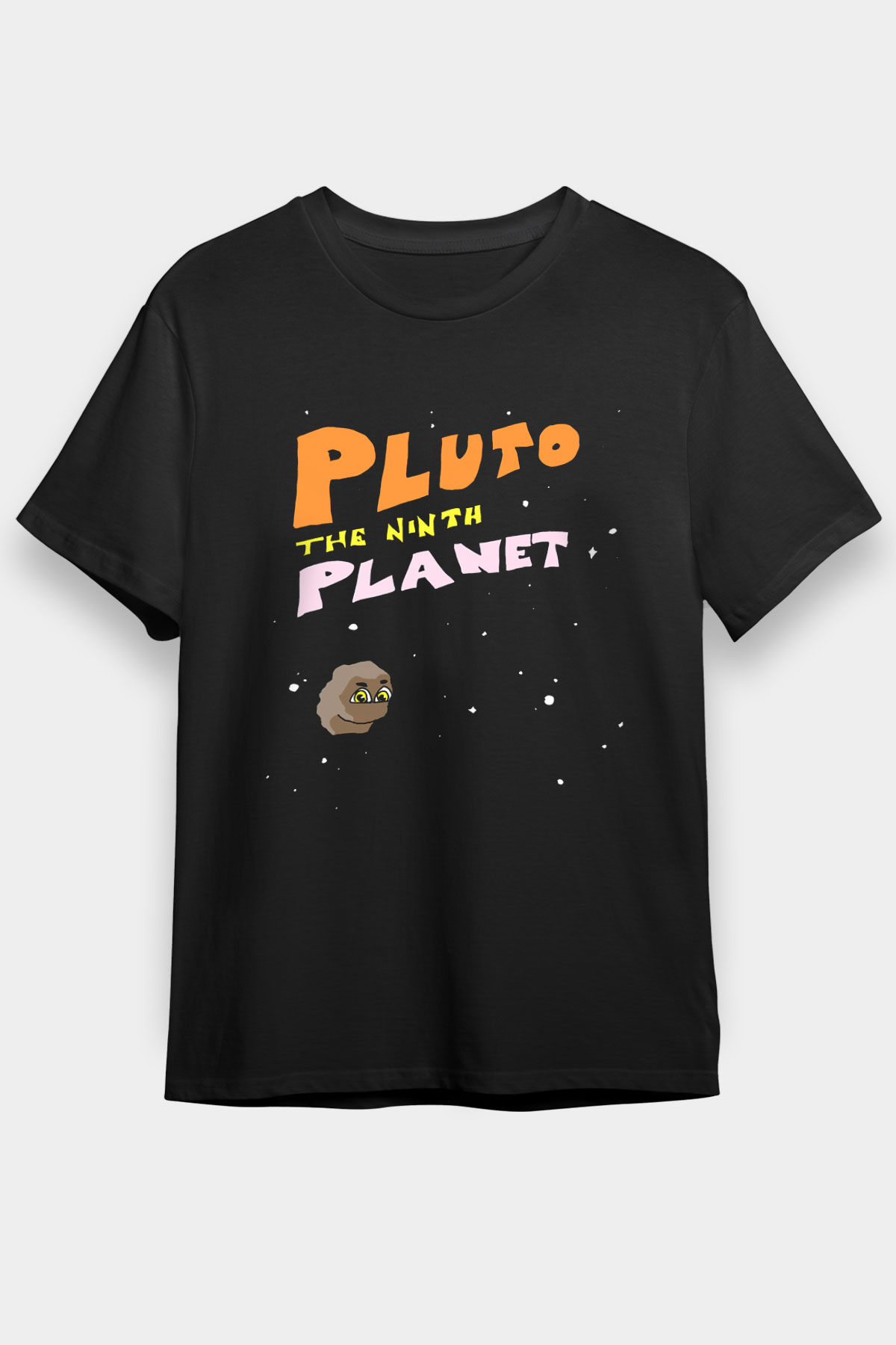 Plüton Siyah Unisex Tişört T-Shirt - TişörtFabrikası
