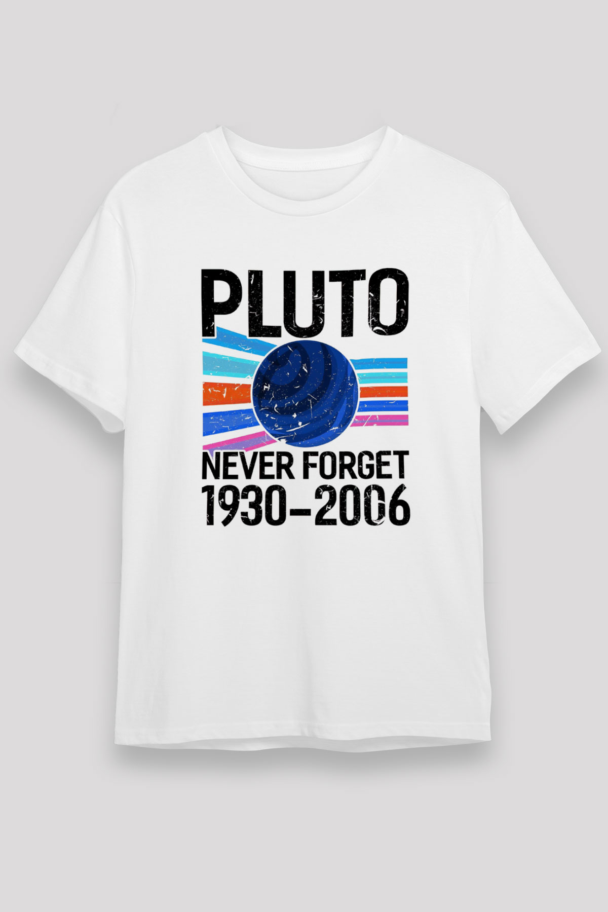 Plütonu Unutma Baskılı Unisex Beyaz Tişört - Tshirt