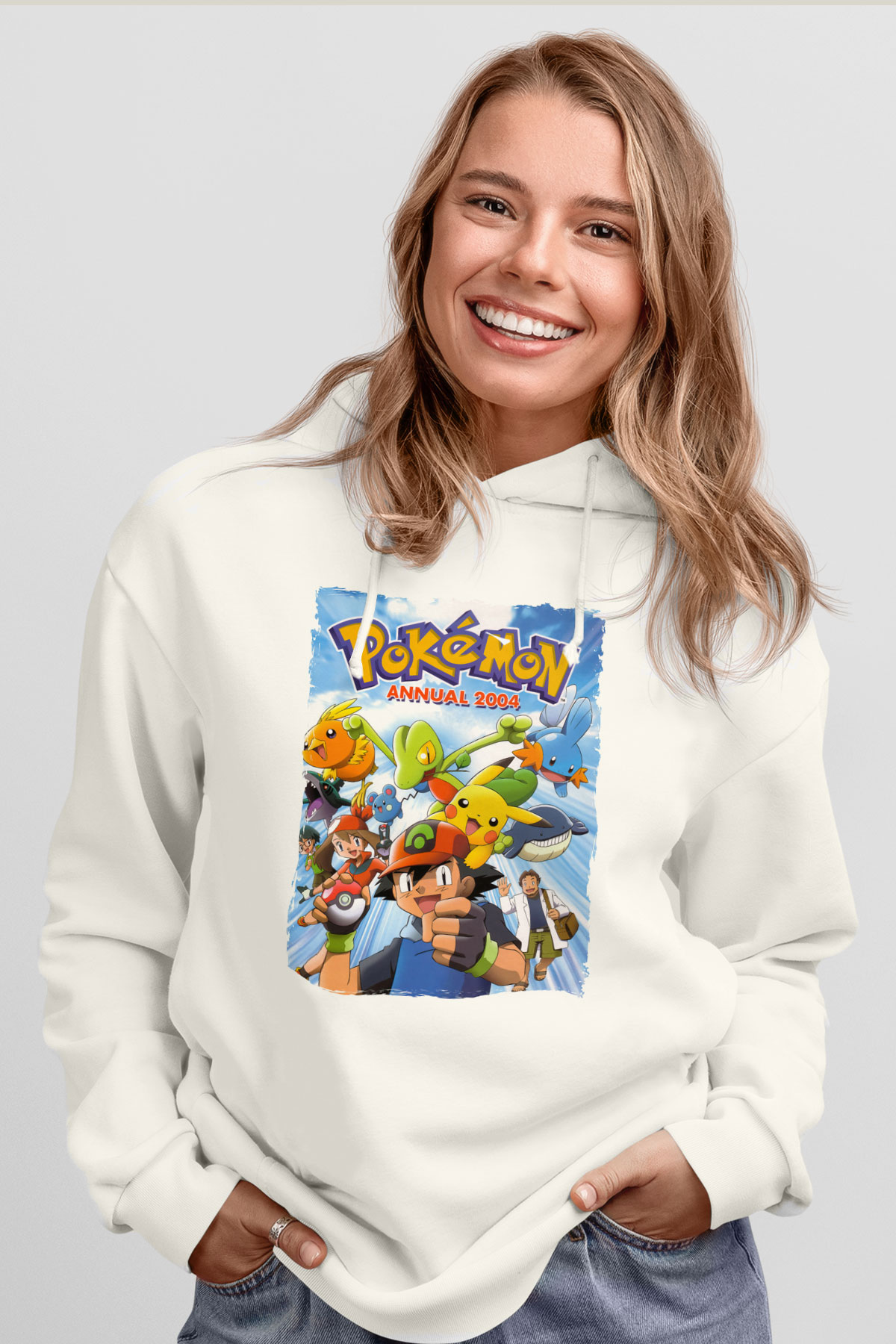 Pokemon Beyaz Unisex Hoodie