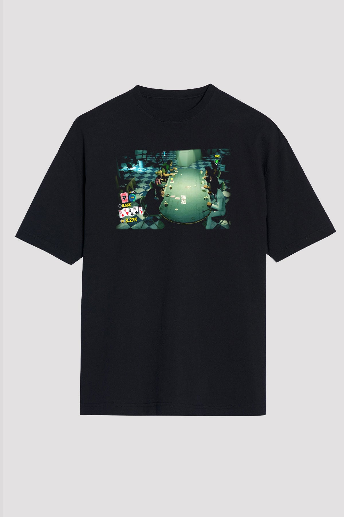 Poker Siyah Unisex Oversize Tişört T-Shirt
