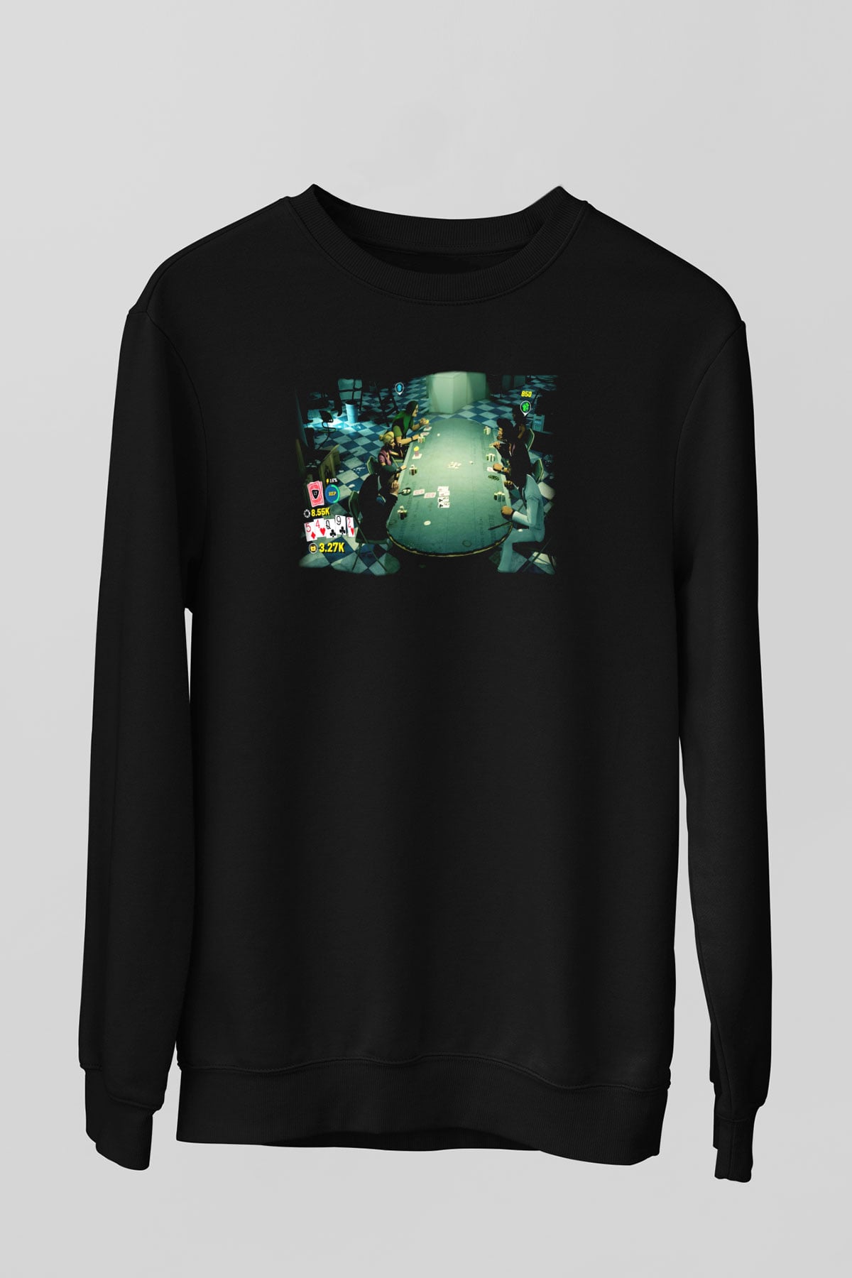 Poker Siyah Unisex Sweatshirt
