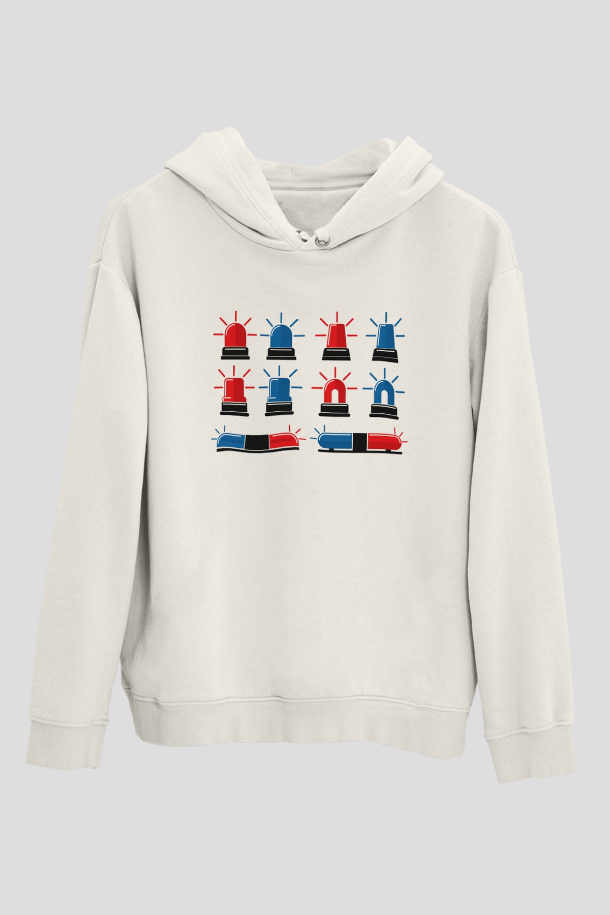 Polis Beyaz Unisex Kapüşonlu Sweatshirt