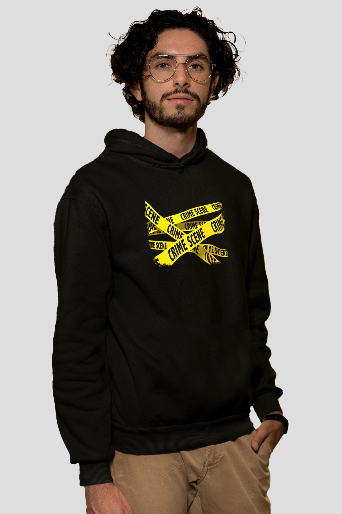 Polis Siyah Unisex Kapşonlu Sweatshirt