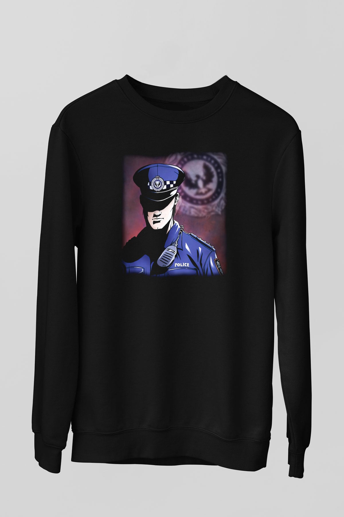 Polis Siyah Unisex Sweatshirt