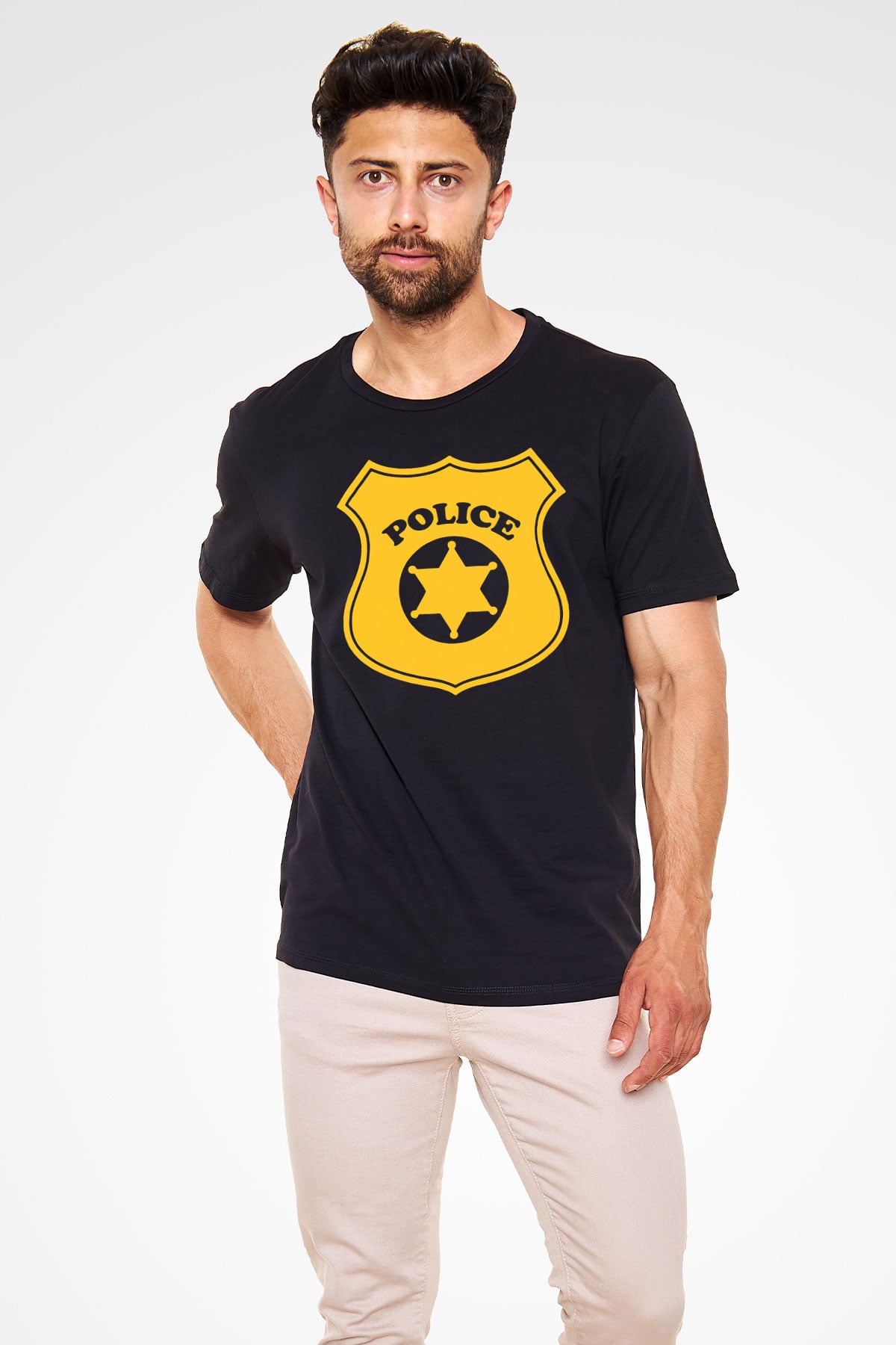 Polis Siyah Unisex Tişört T-Shirt - TişörtFabrikası