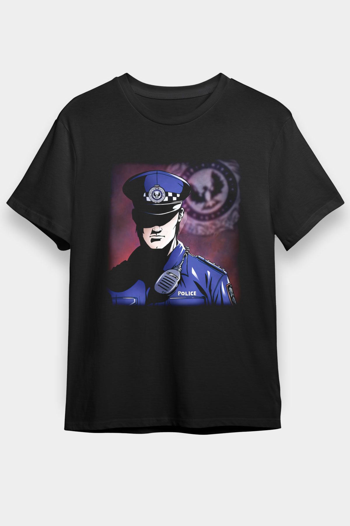 Polis Siyah Unisex Tişört T-Shirt - TişörtFabrikası