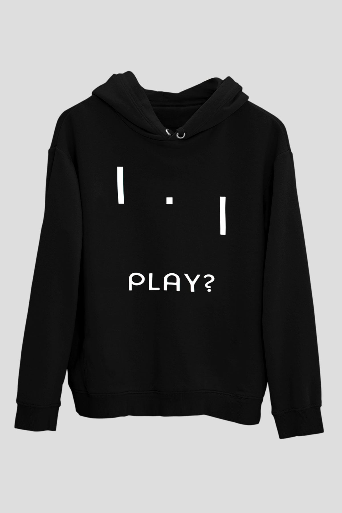 Pong Siyah Unisex Kapüşonlu Sweatshirt