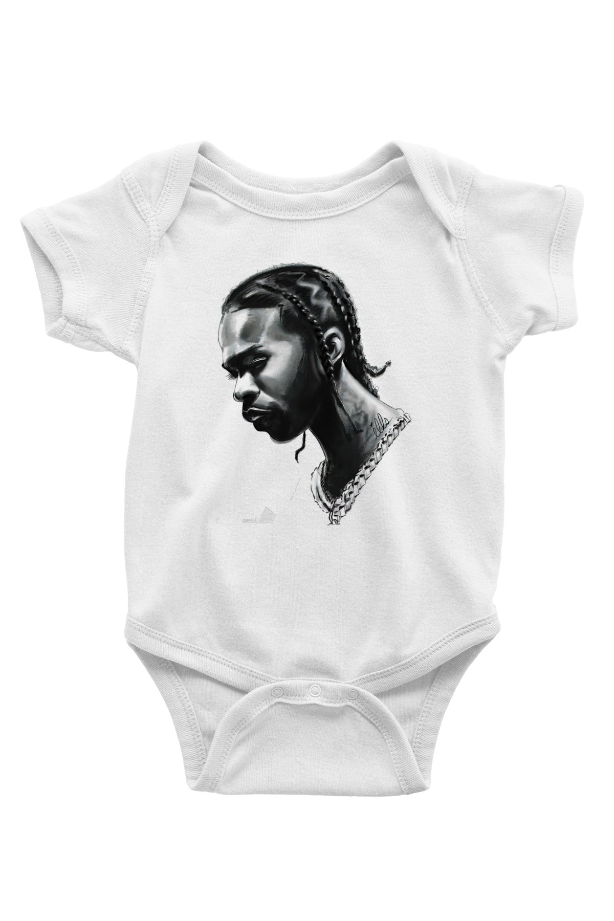 Pop Smoke Baskılı Beyaz Unisex Bebek Body - Zıbın
