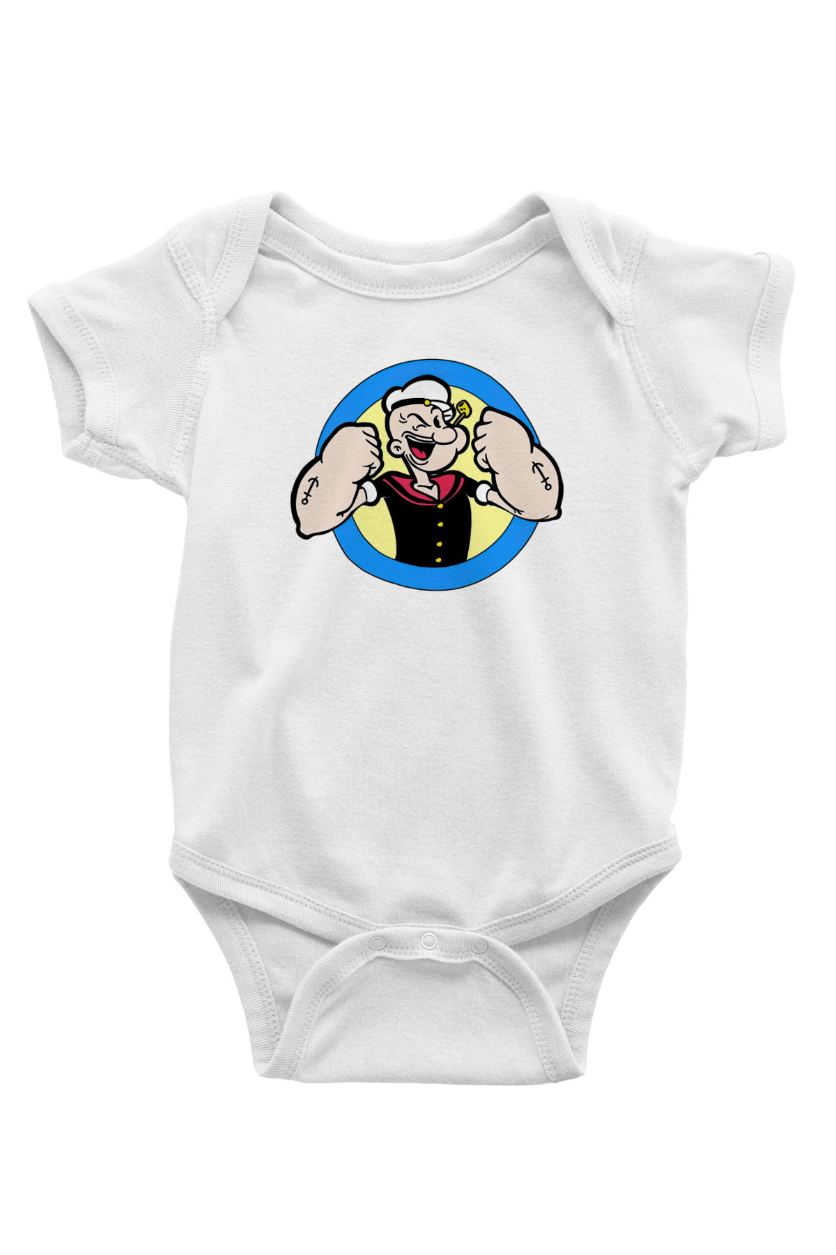 Popeye Baskılı Beyaz Unisex Bebek Body - Zıbın